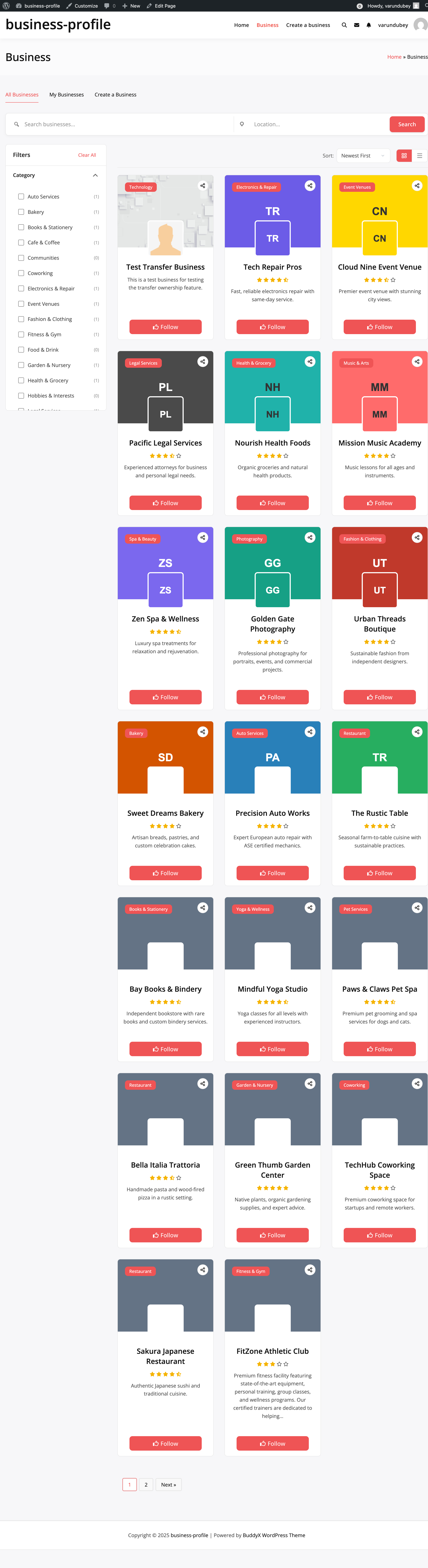 Business Directory - Grid View