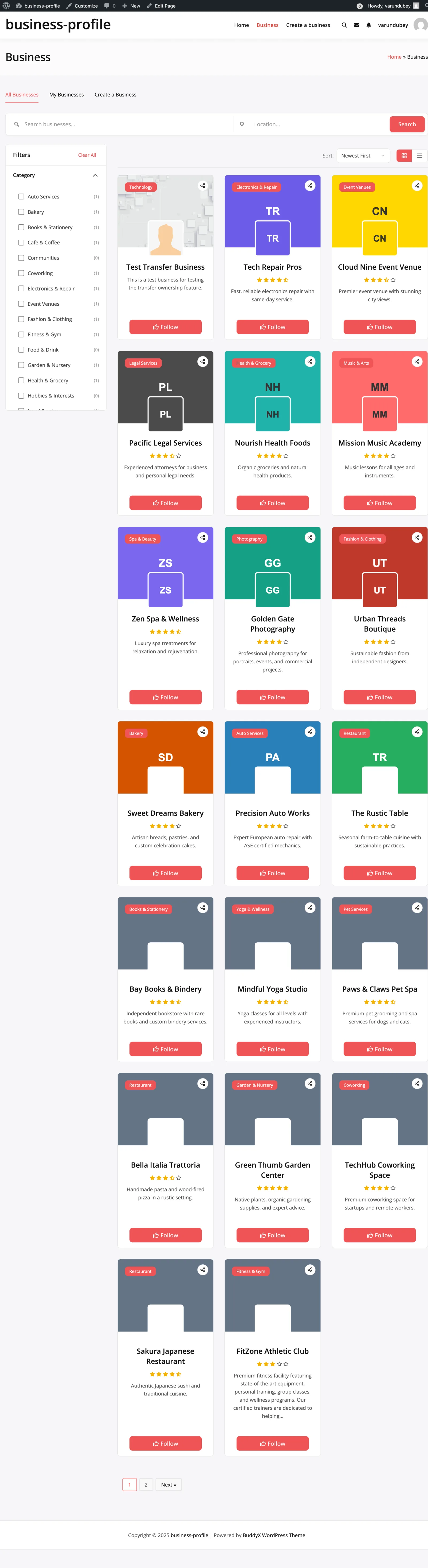 Business Directory - Grid View
