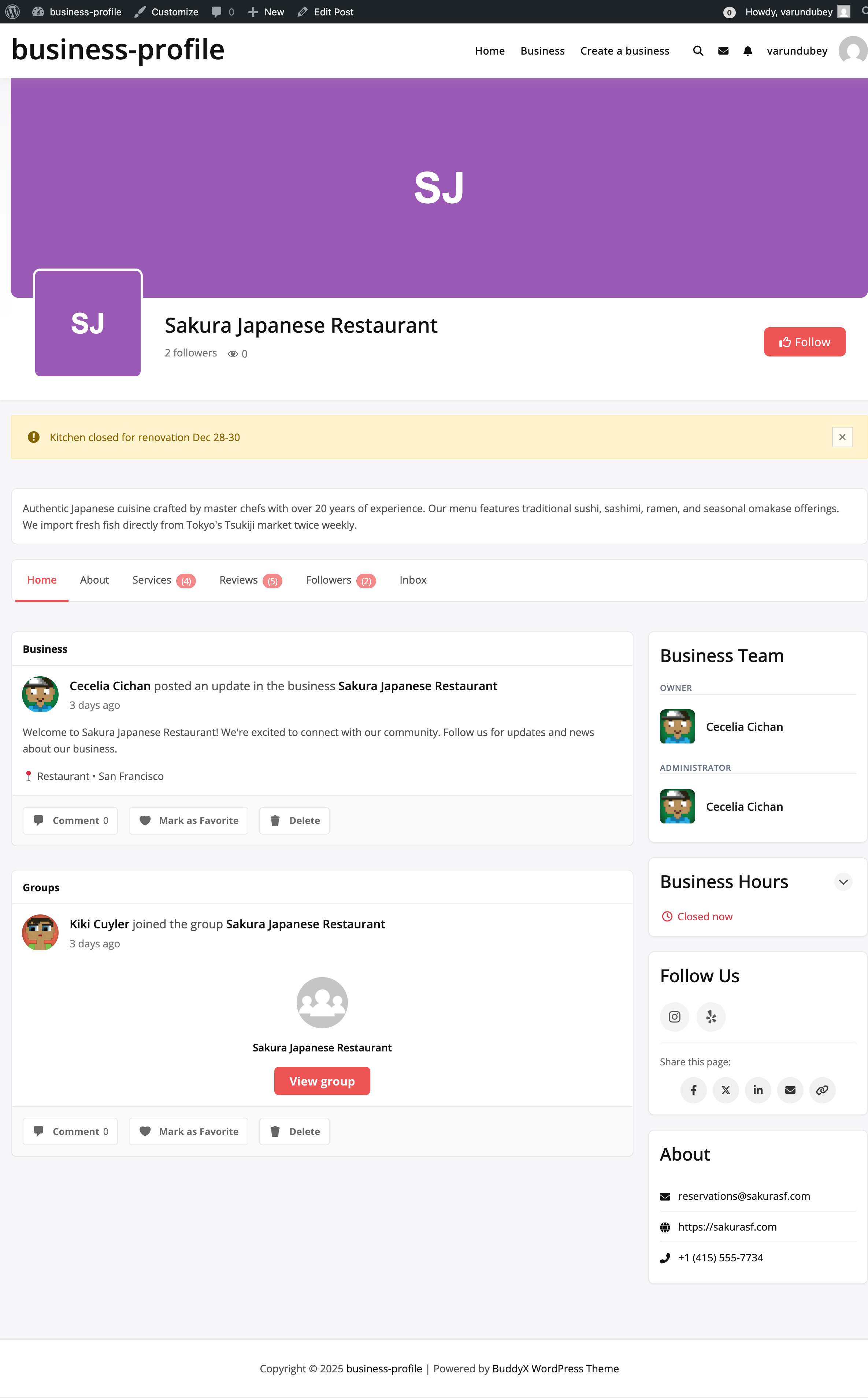 Single Business Profile