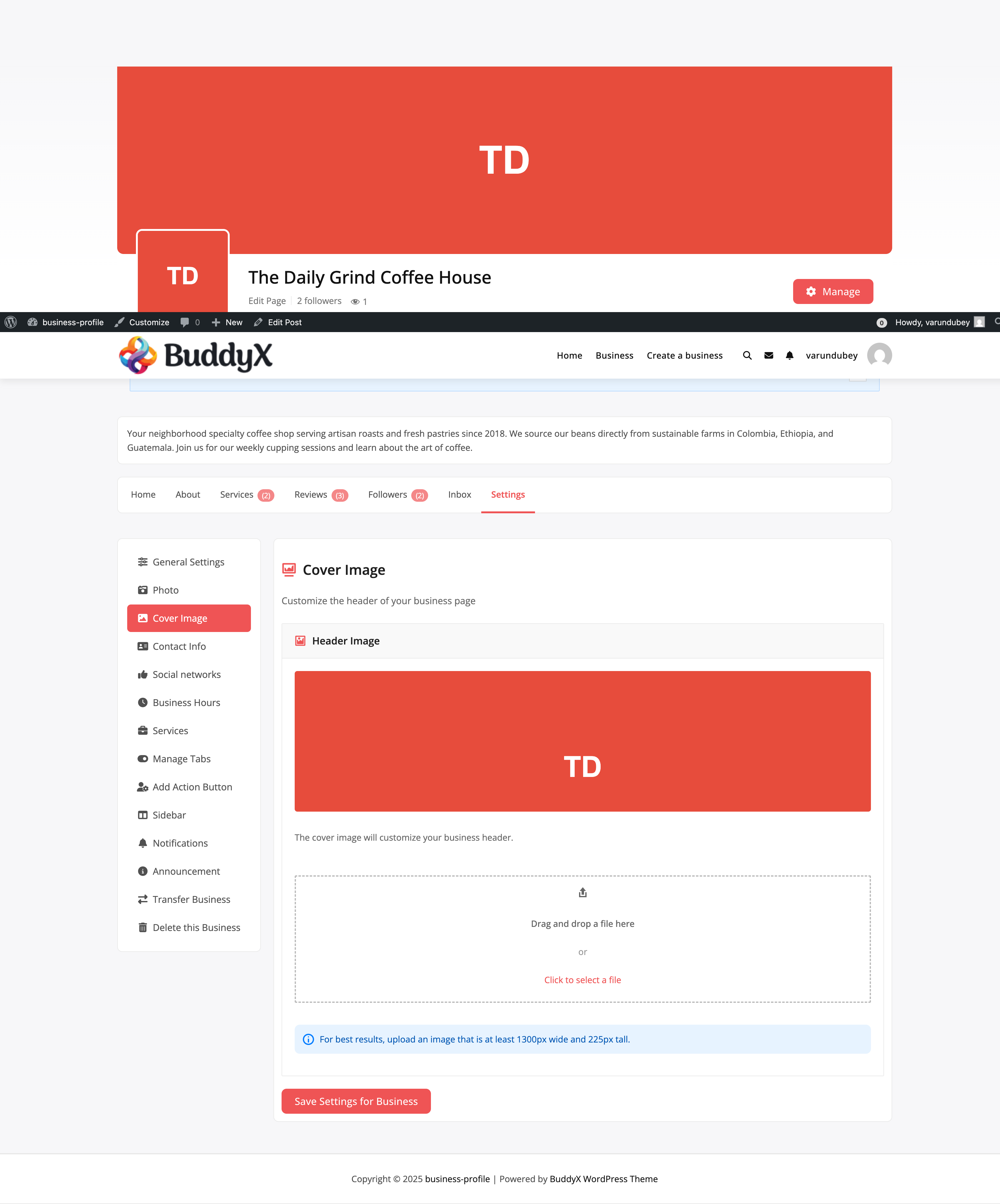 Cover Image Settings
