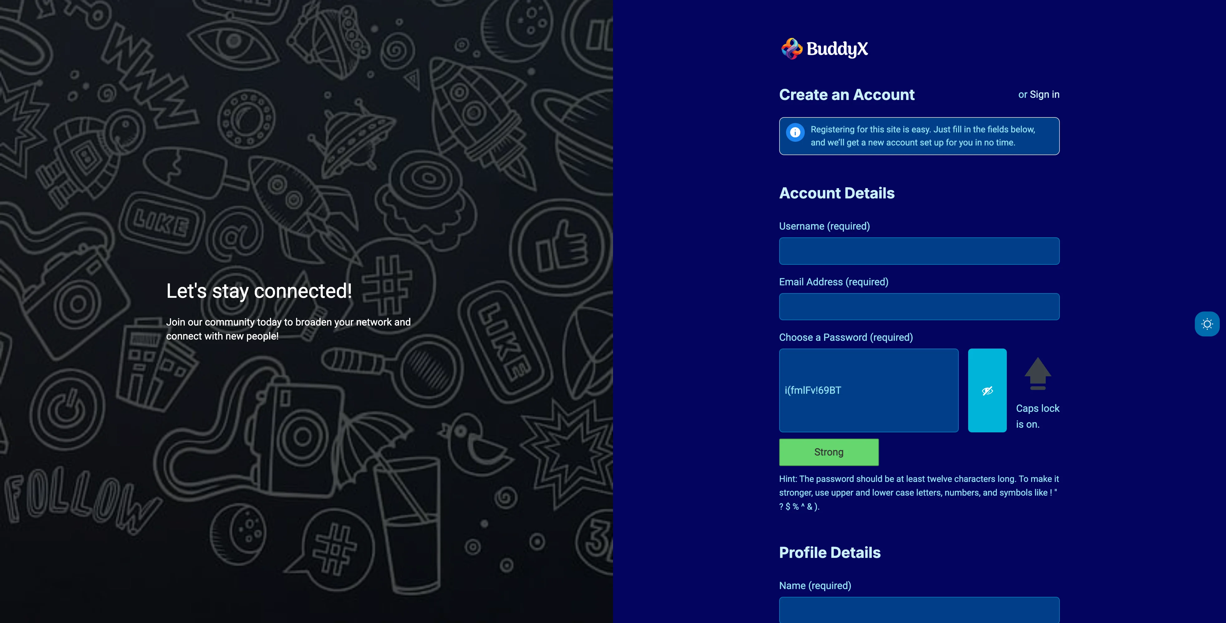 BuddyPress Registration Page