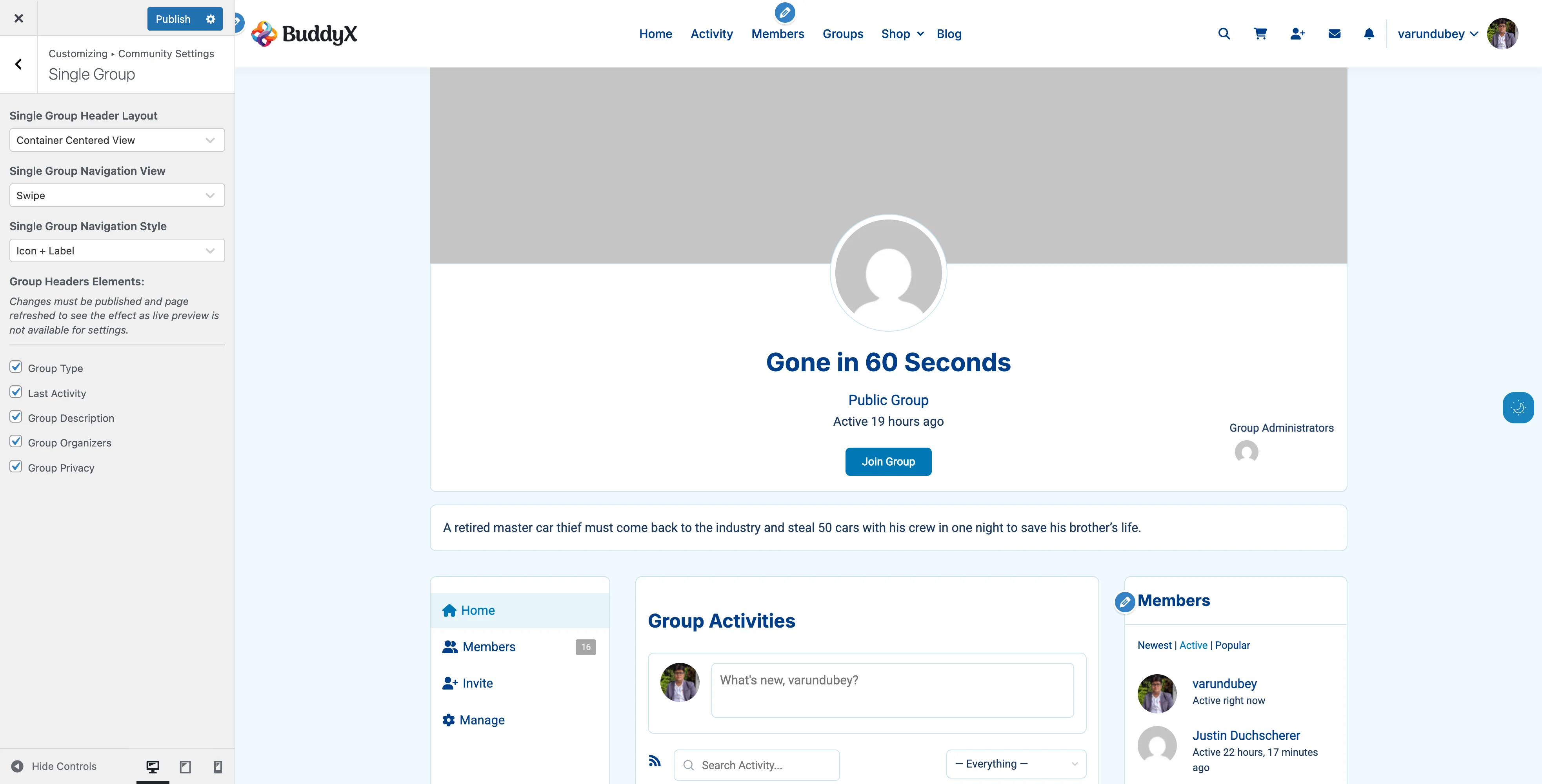 Group Header Container Center