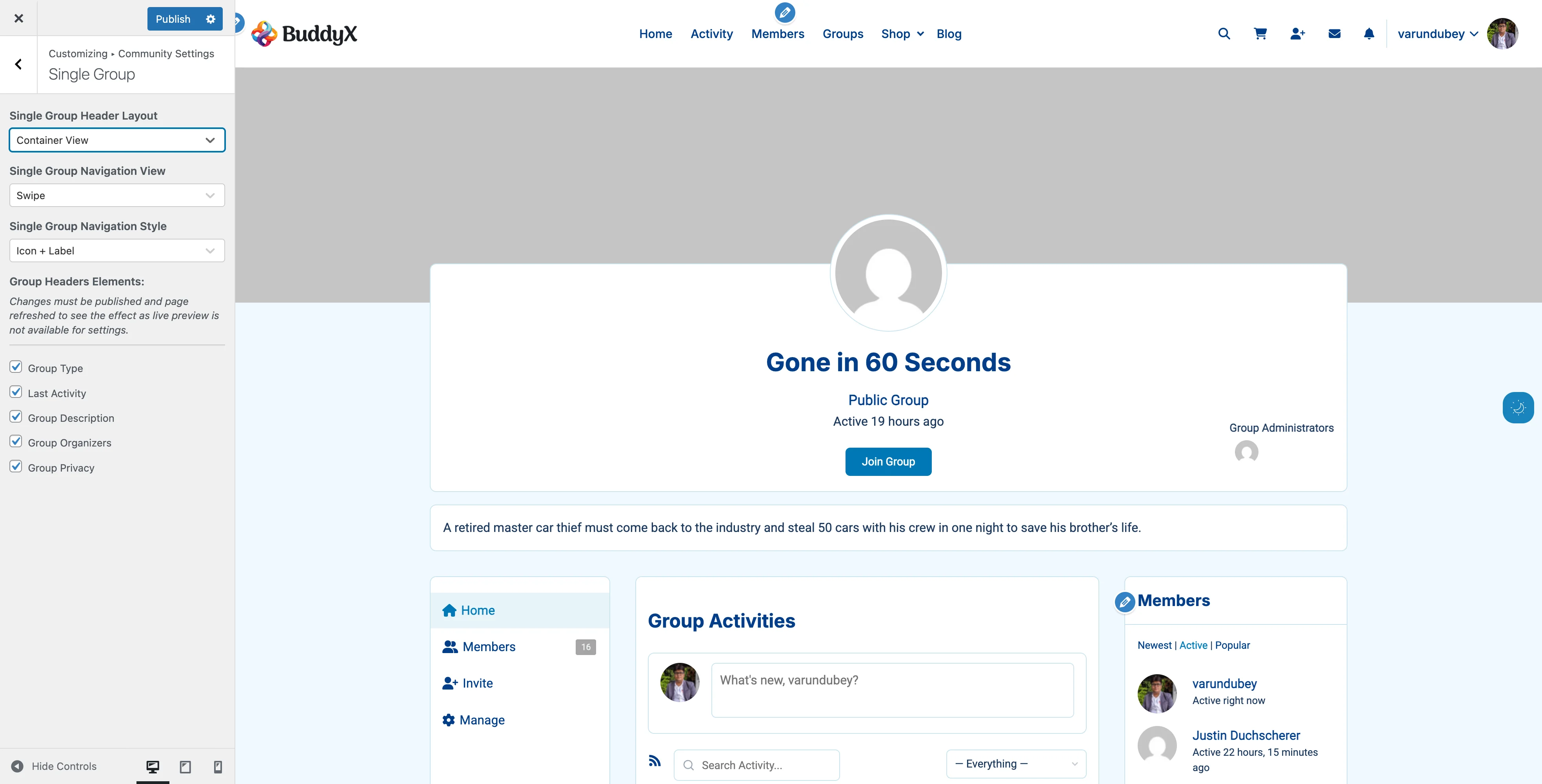 Group Header Container