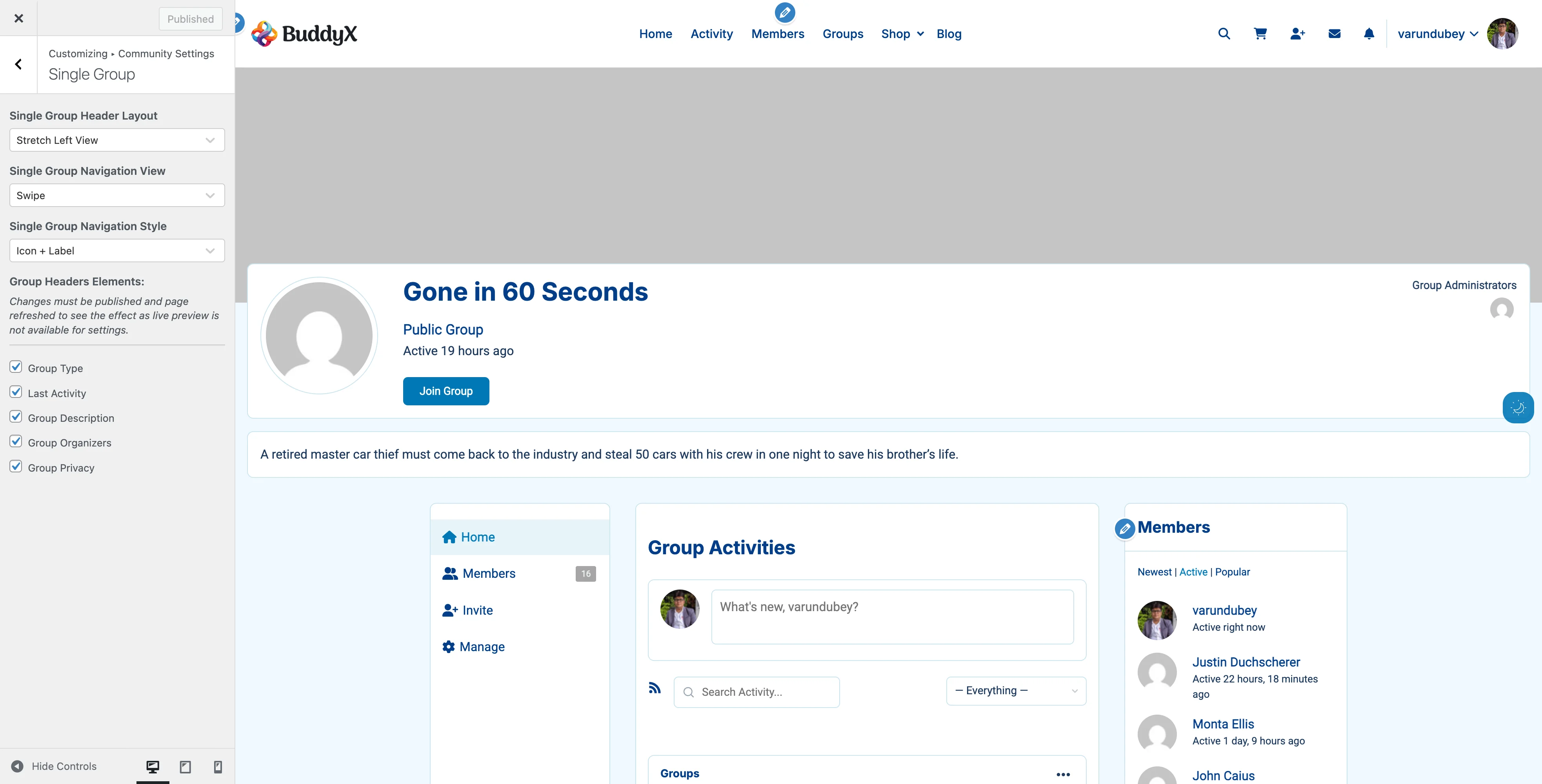 Group Header Stretch Left