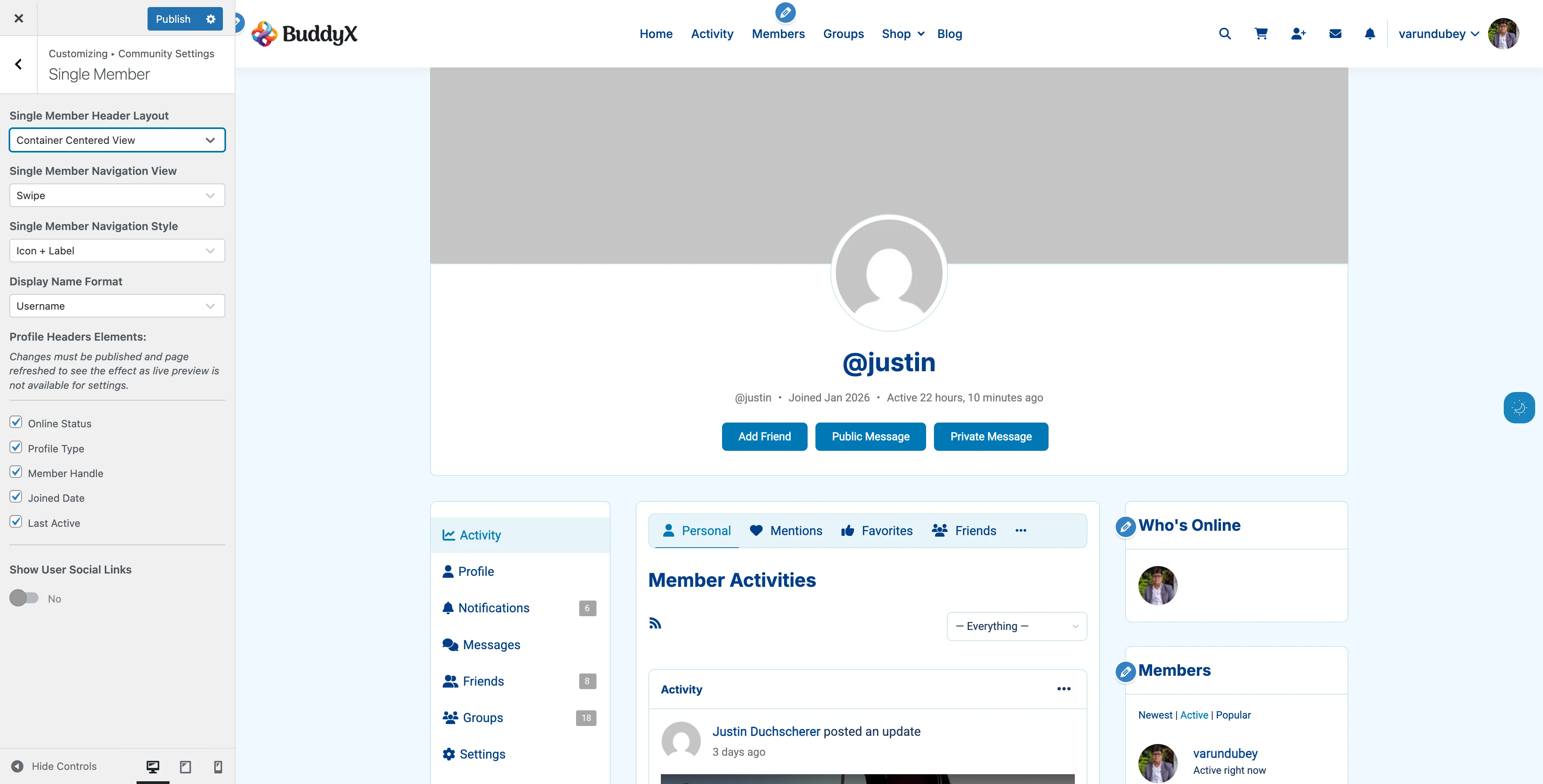 Member Header Container Centered
