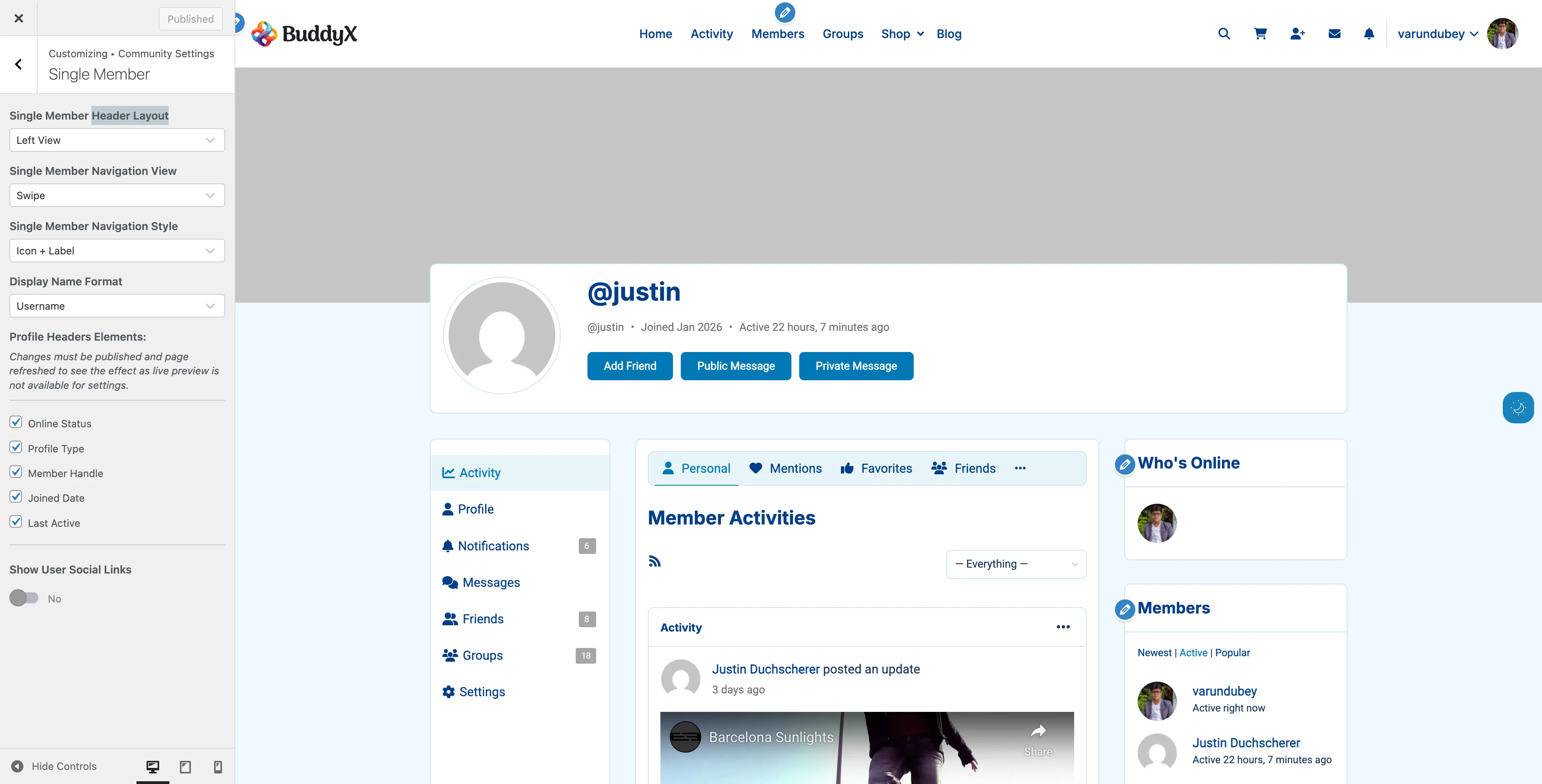 Member Profile Header Default