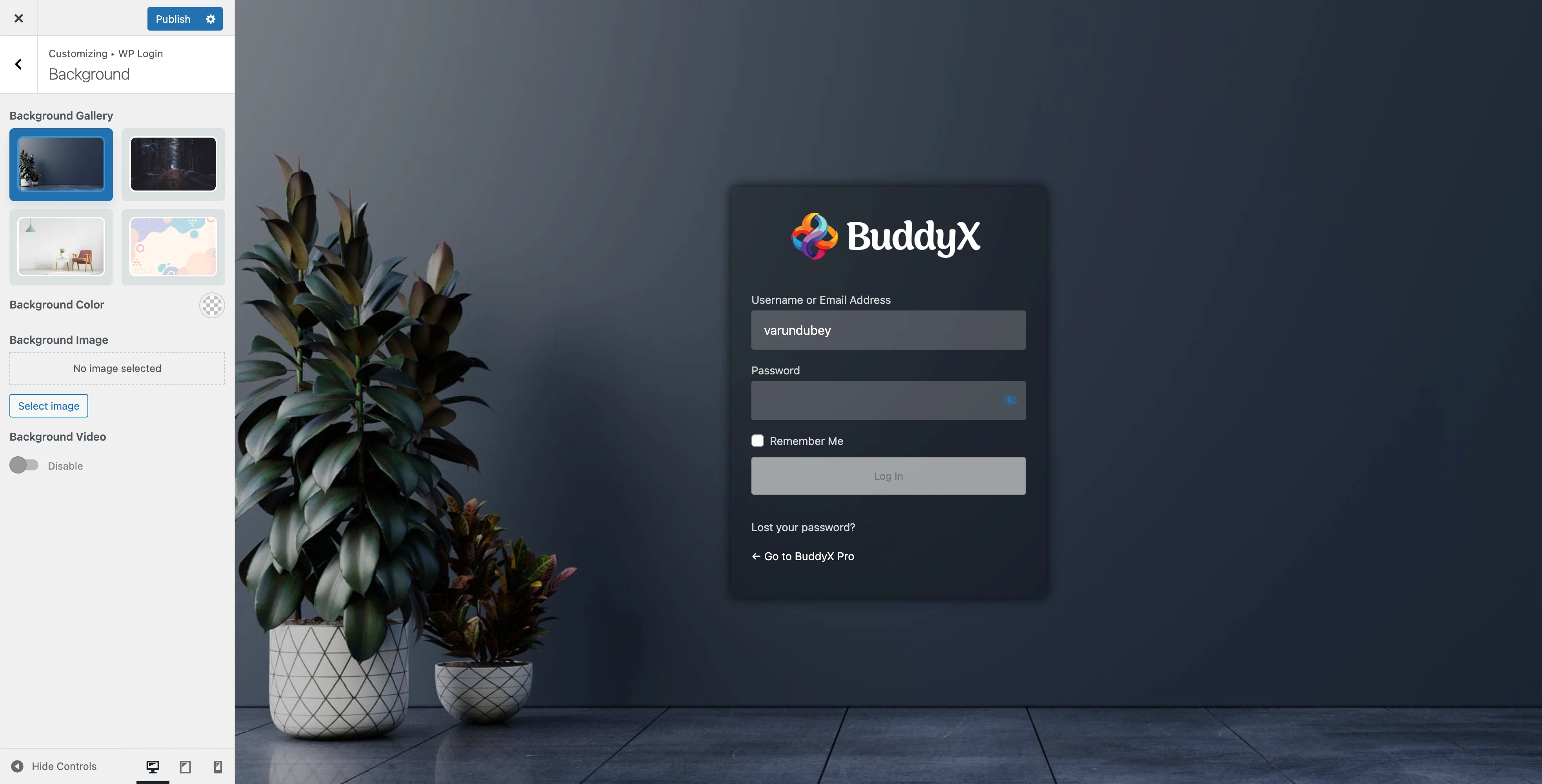 WP Login Background Settings