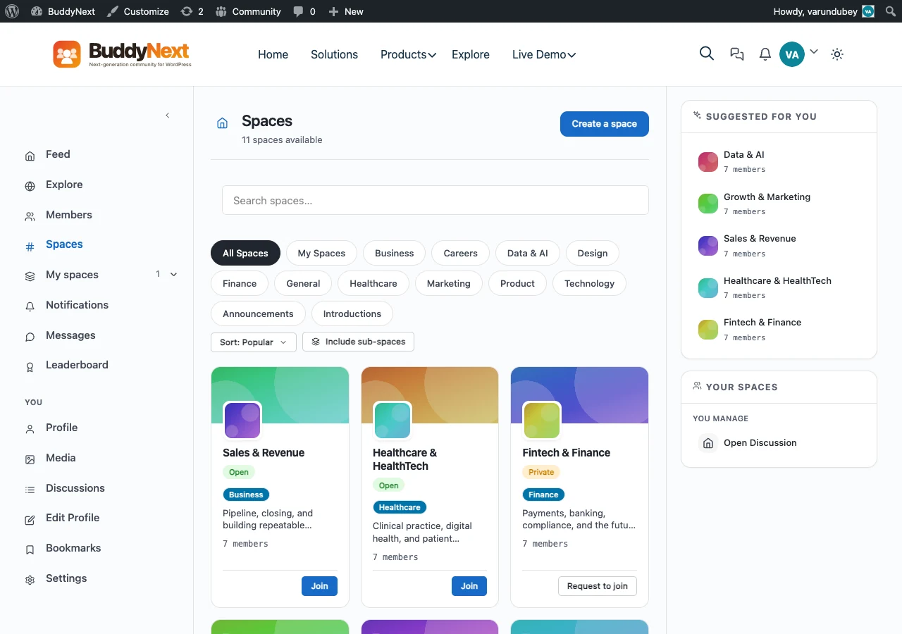 Spaces / groups