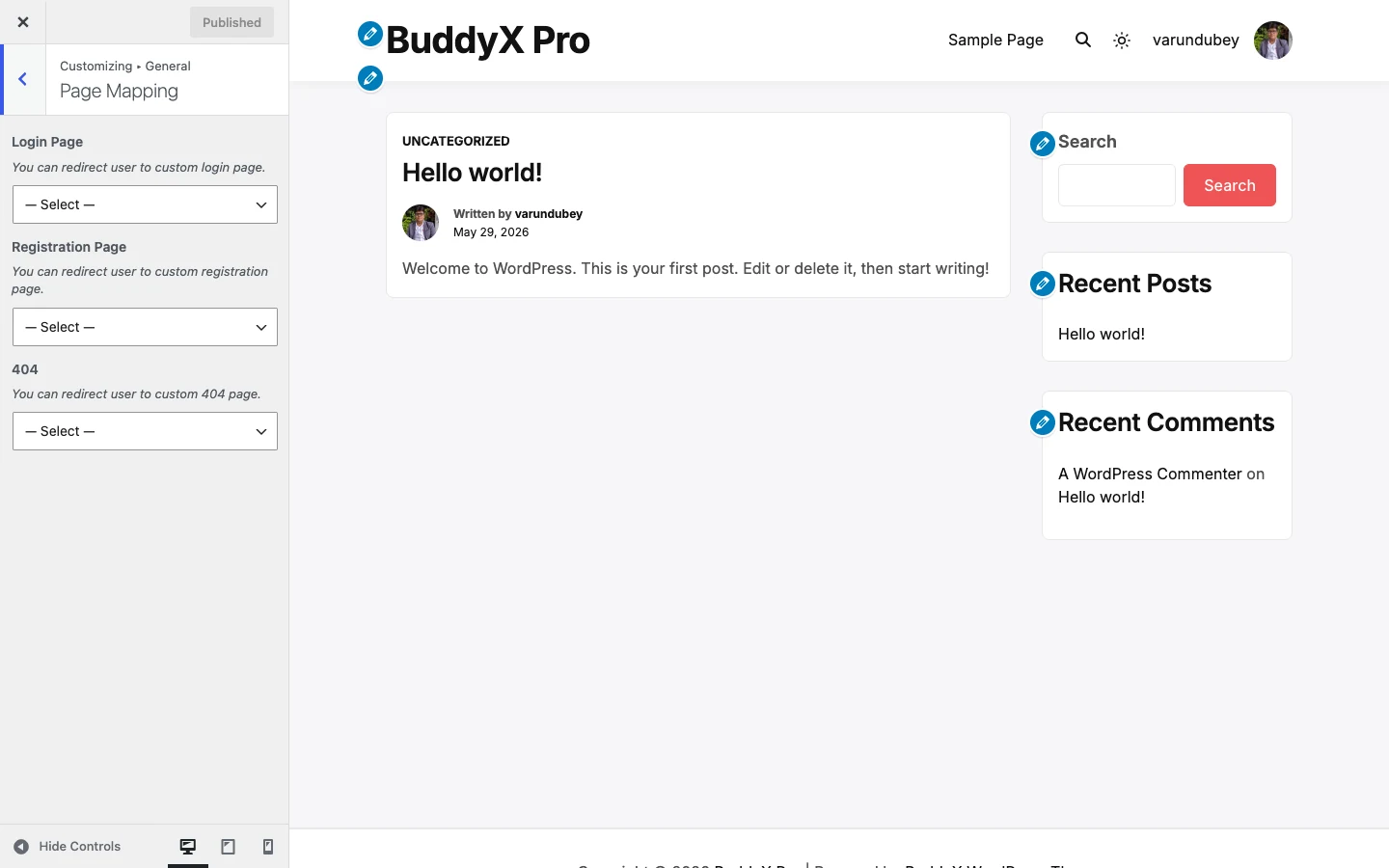 Page Mapping controls