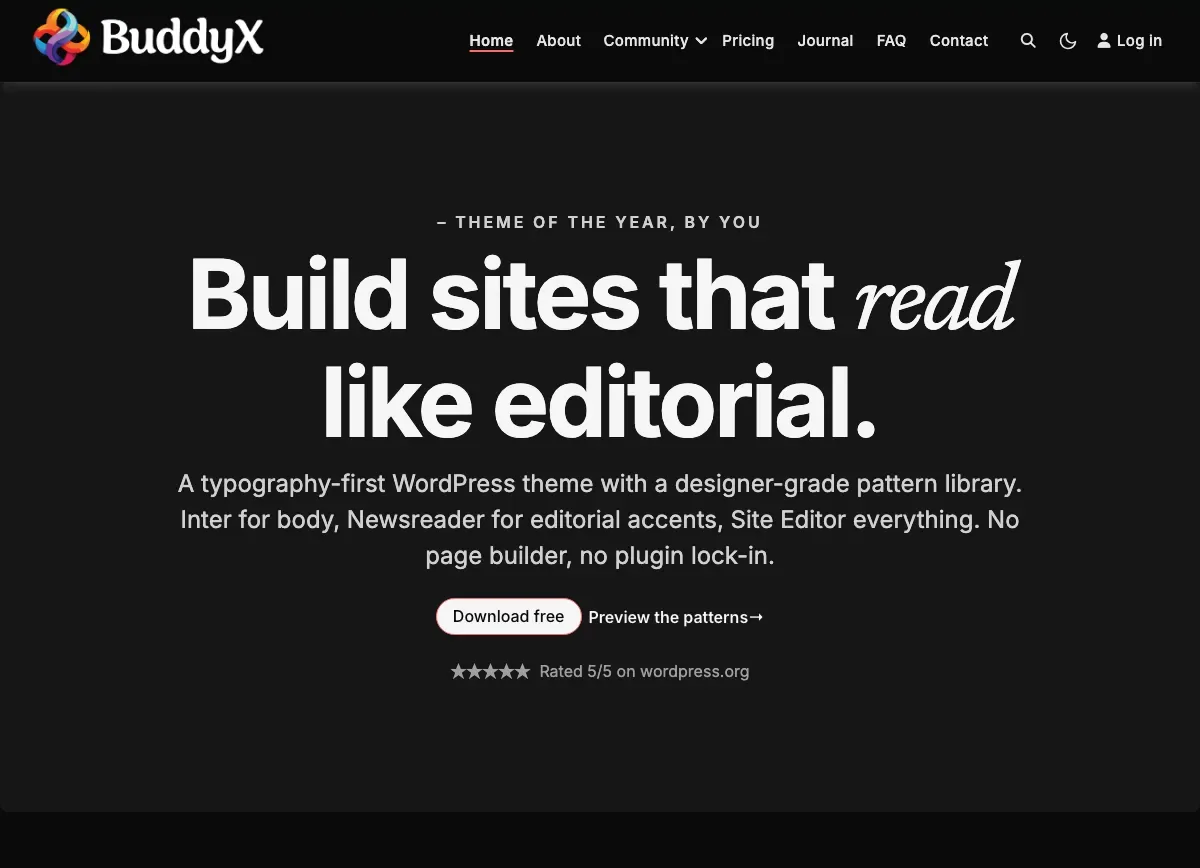 The same page in dark mode