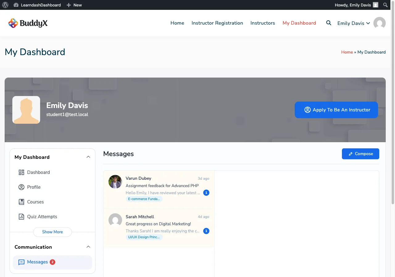 Student Messages Inbox