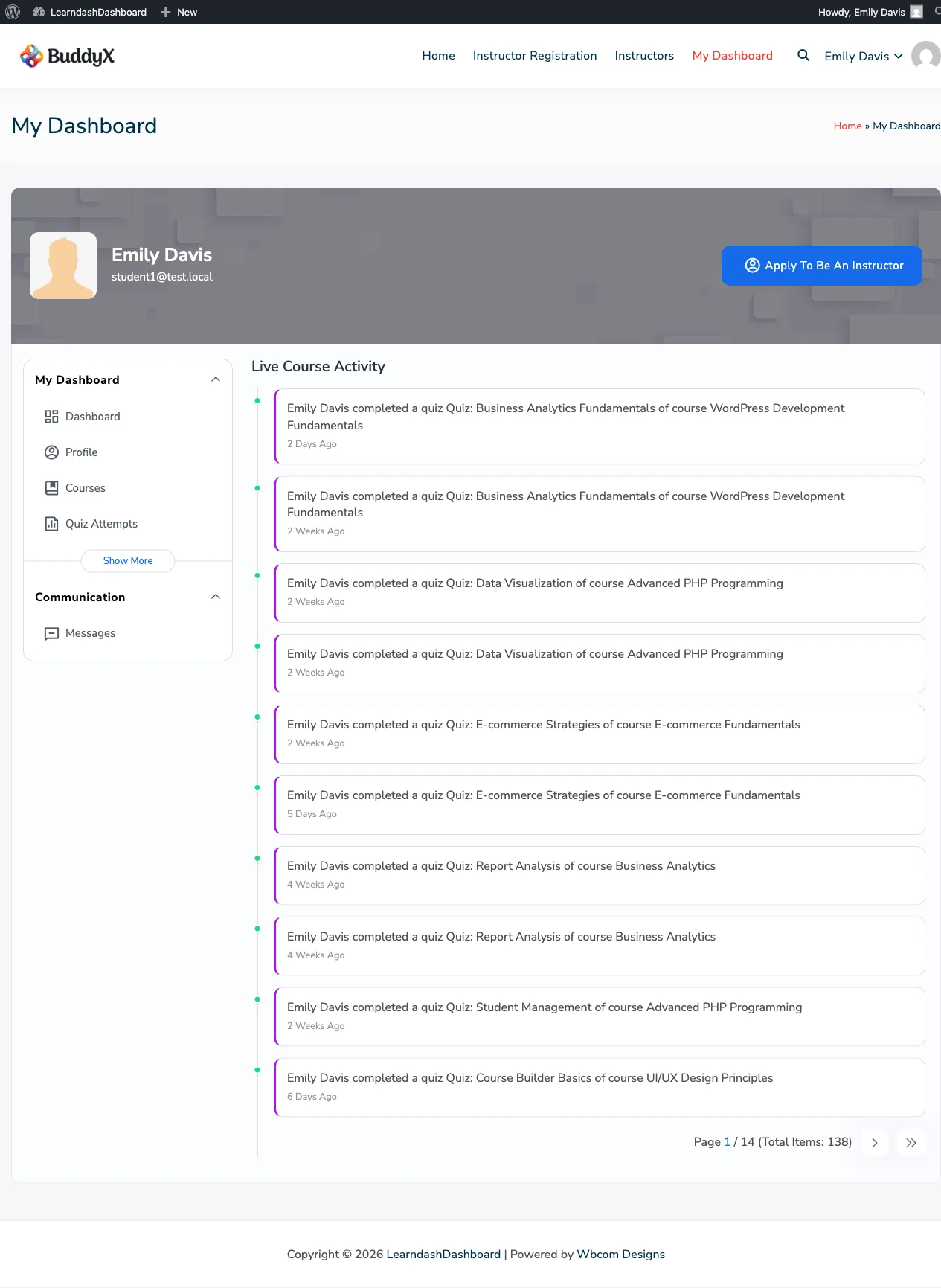 Student Activity Feed