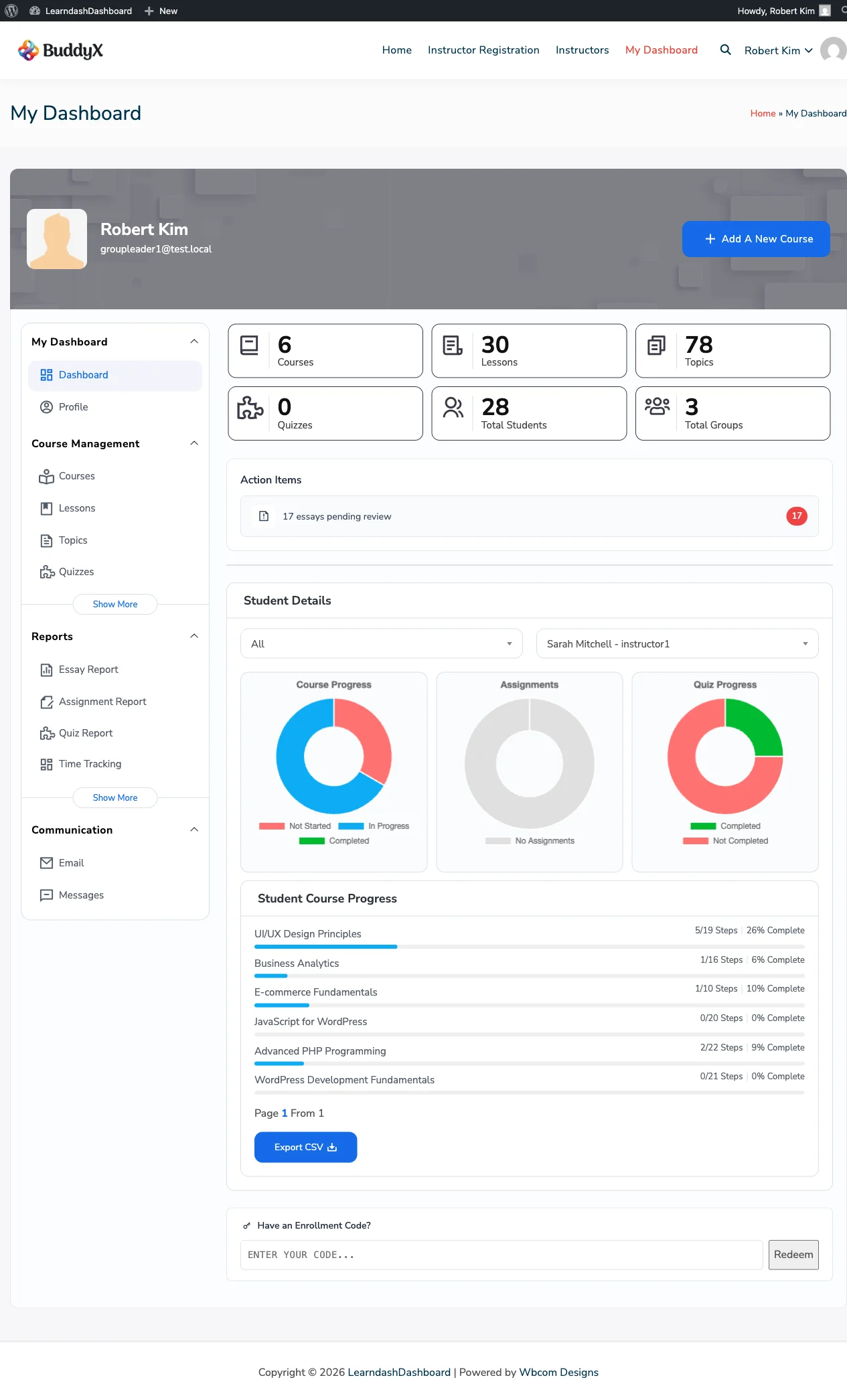 Group Leader Dashboard Home