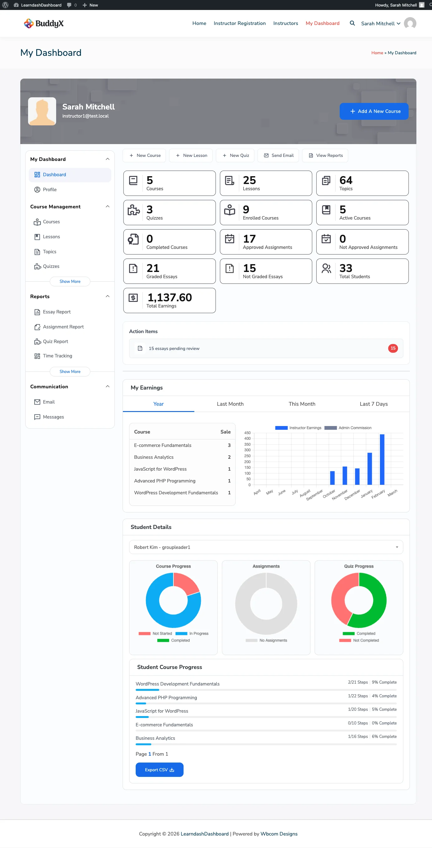 Instructor Dashboard Home