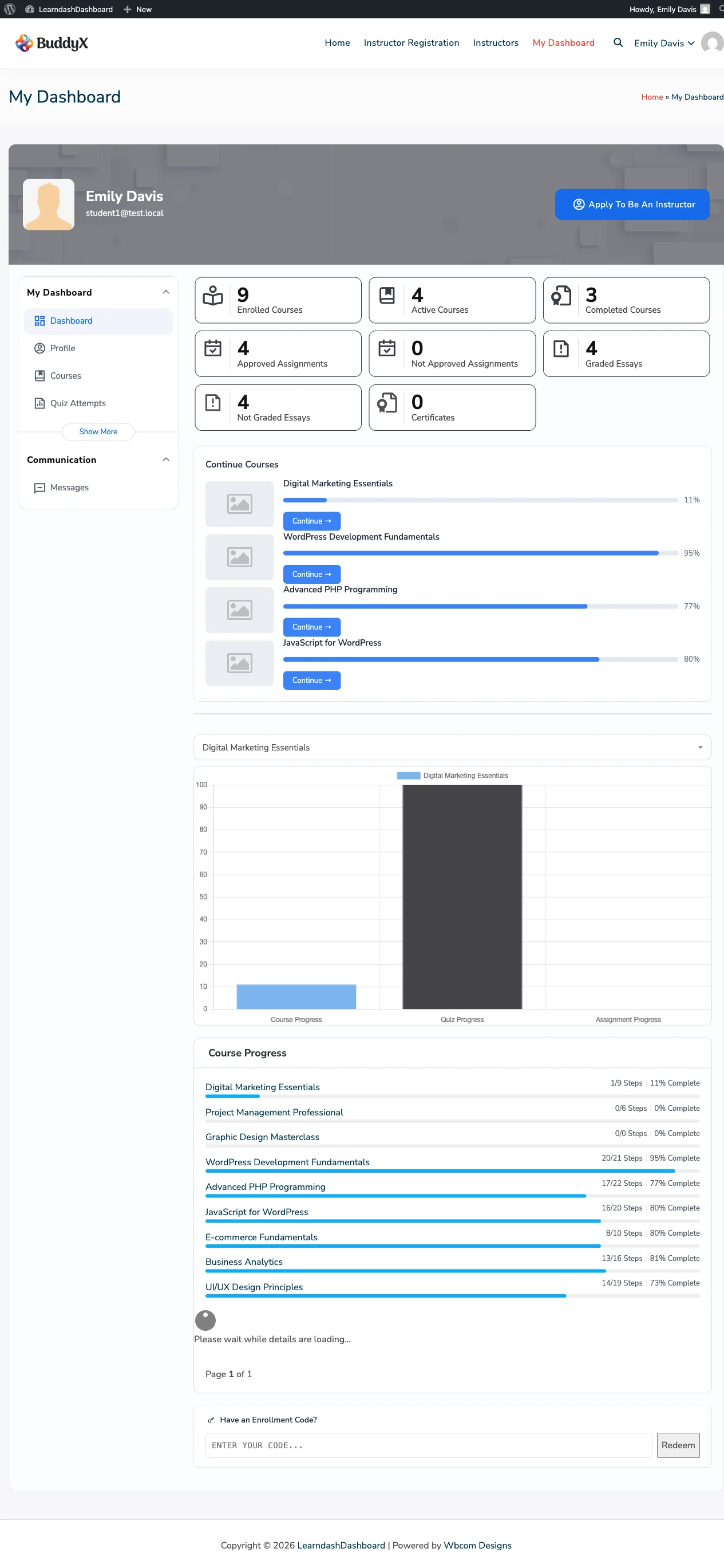 Student Dashboard Home