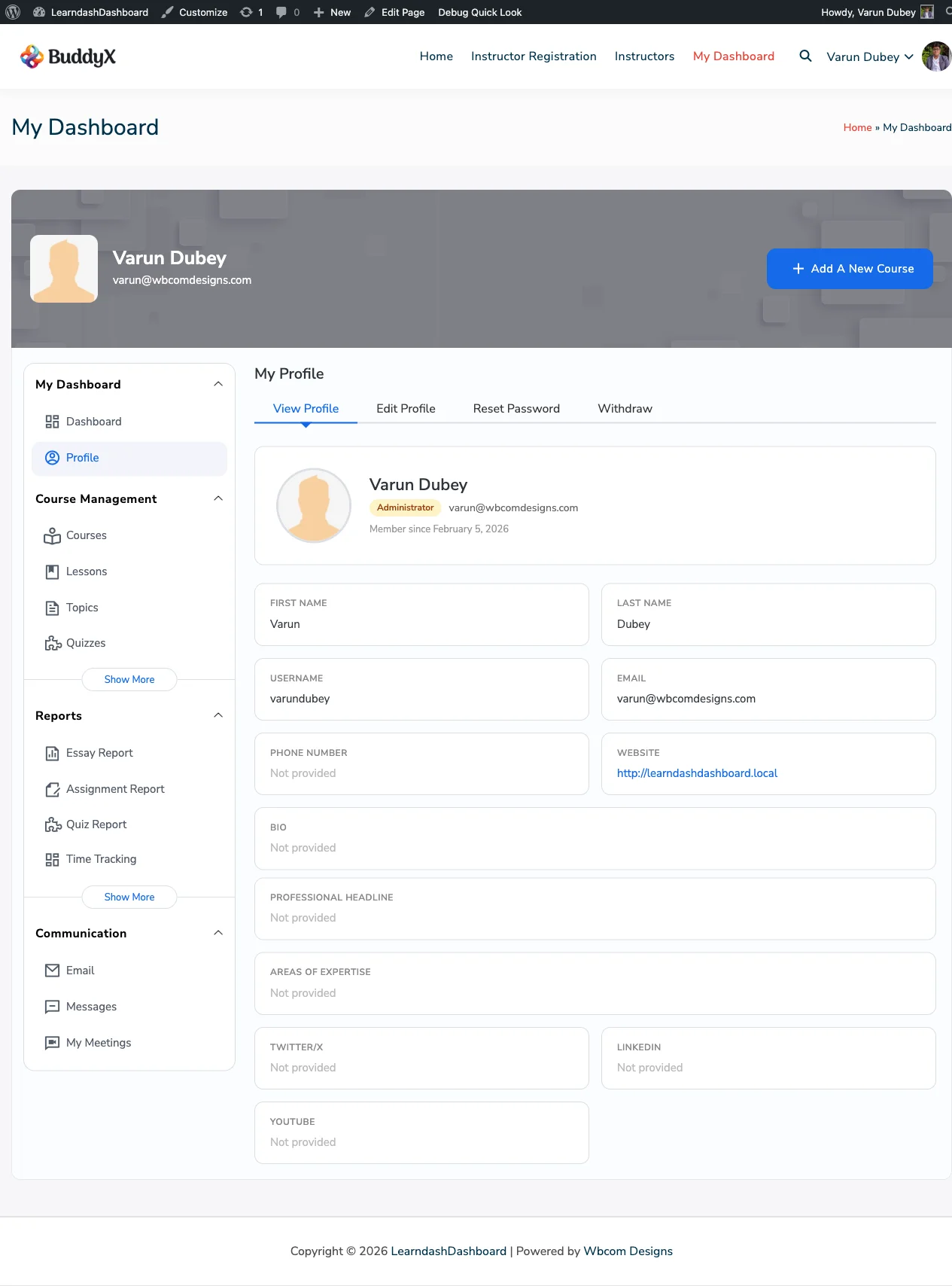 Admin Profile