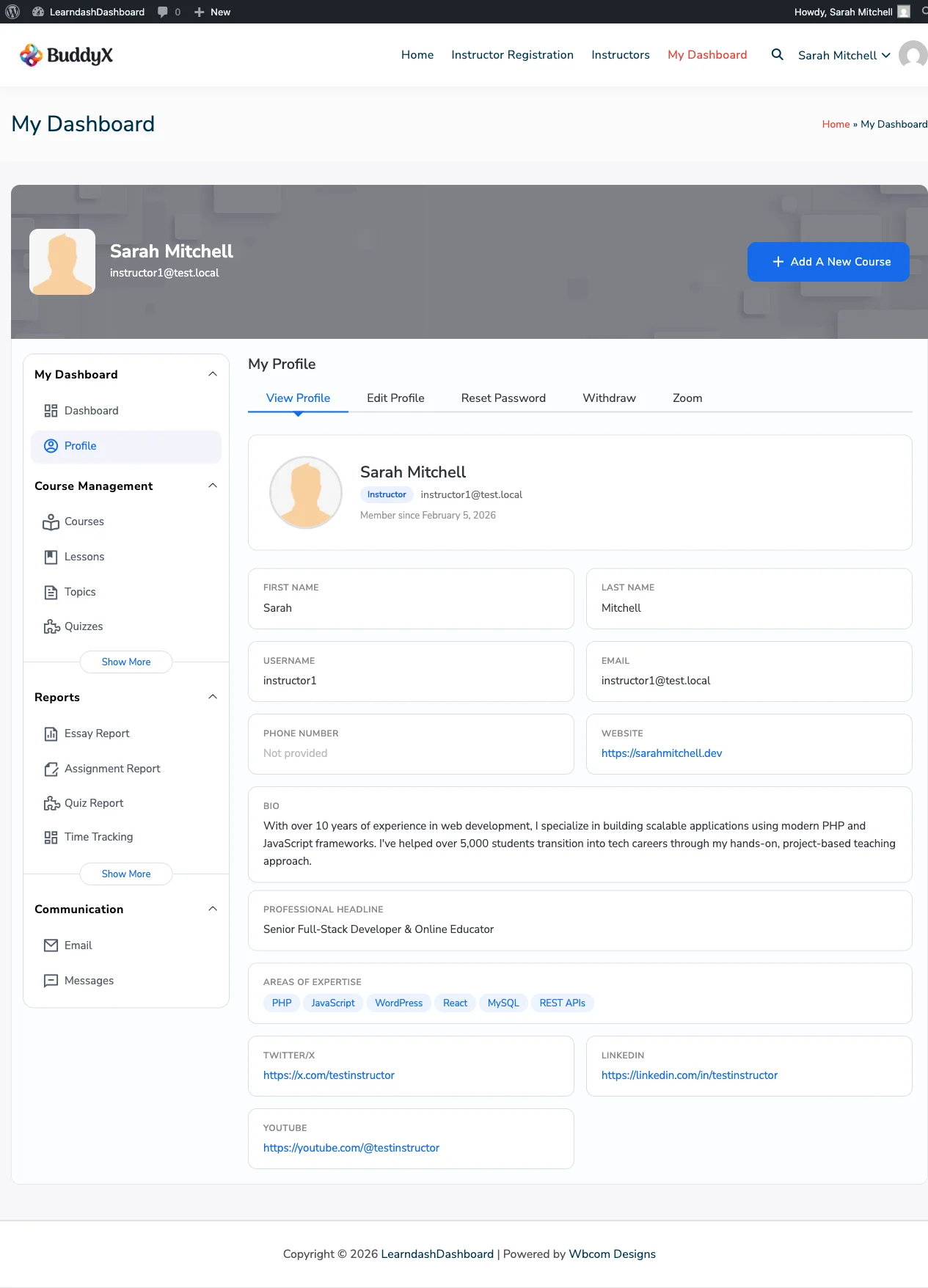 Instructor Profile