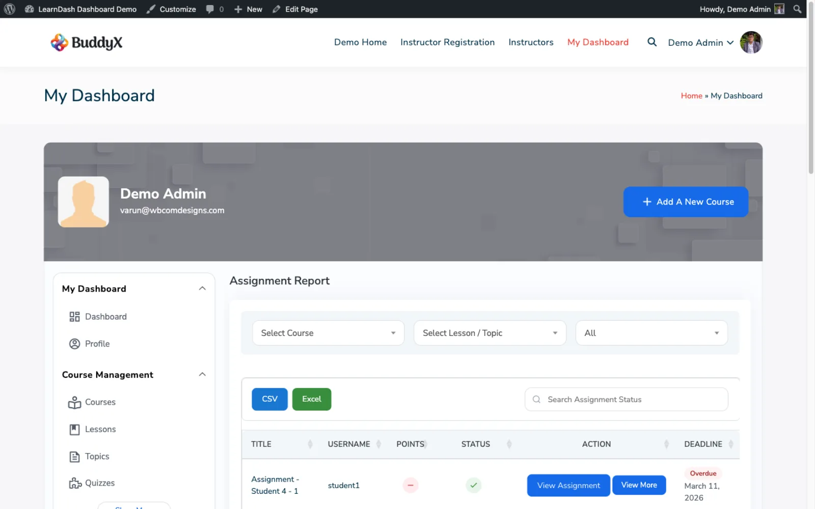 Reports section