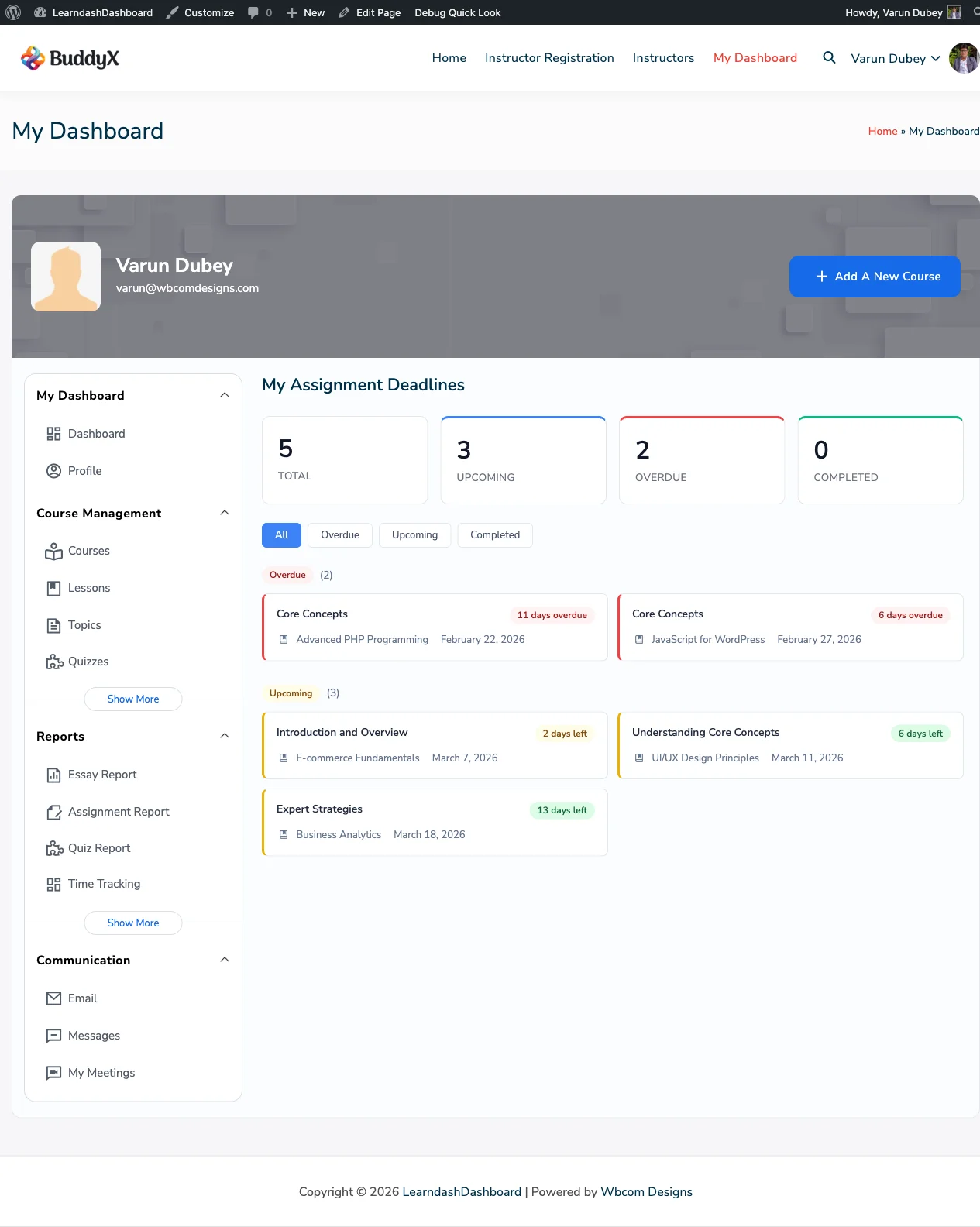 Admin View of Assignments