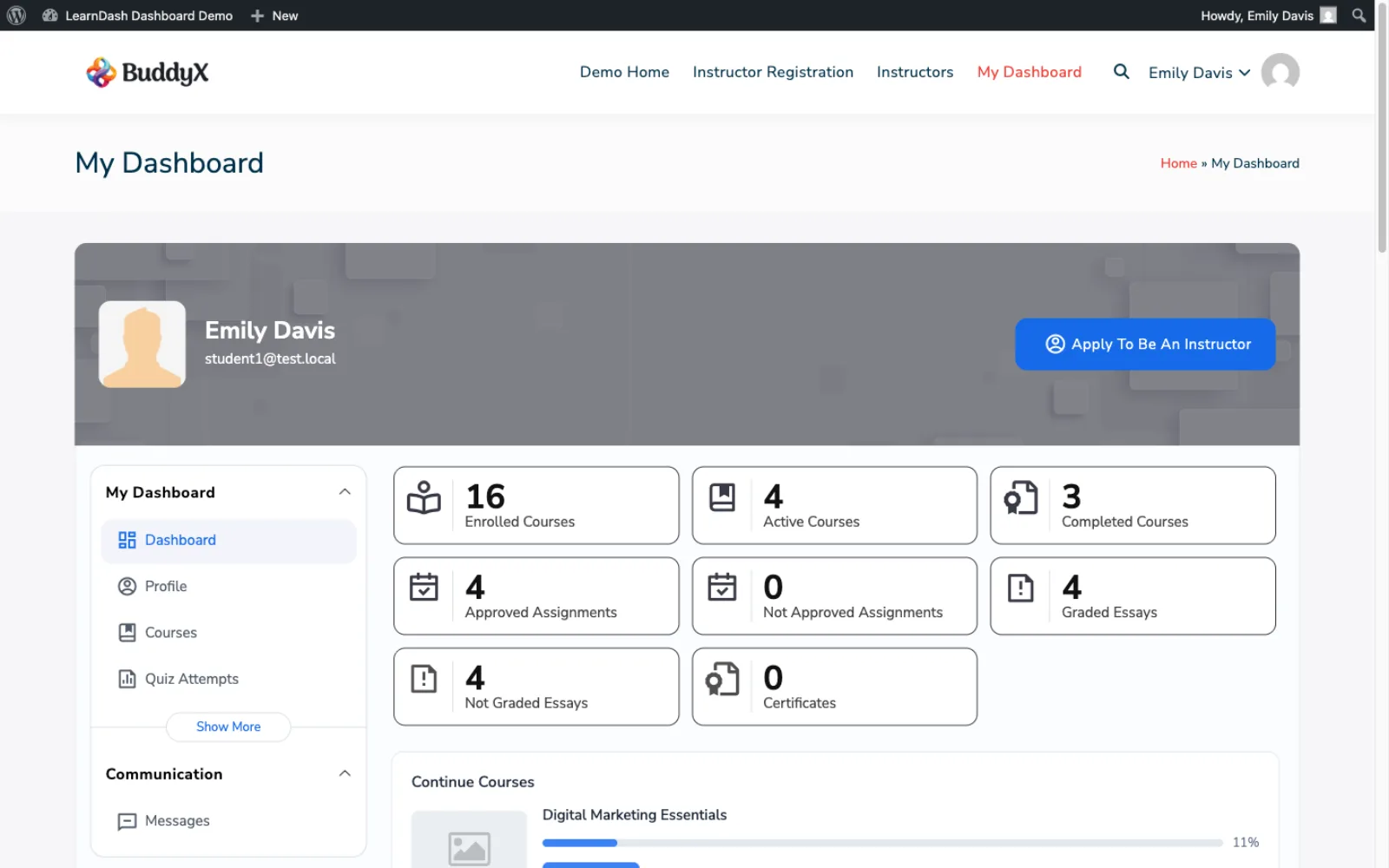 Student dashboard