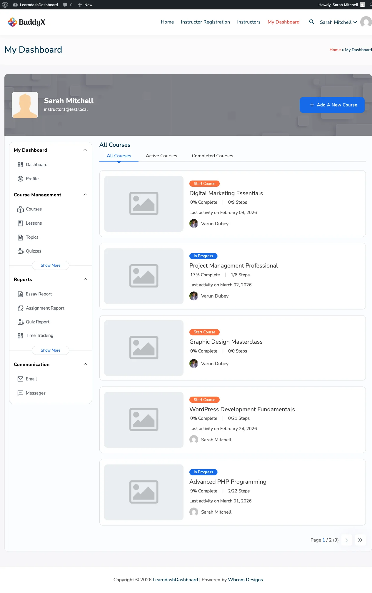 Instructor View of Enrolled Courses