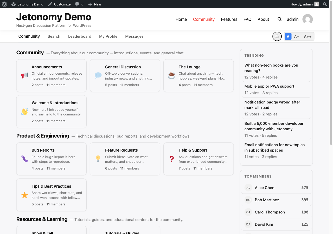 Your WordPress site needs a forum that actually scales. — product screenshot