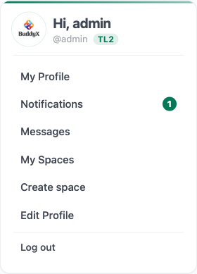 Jetonomy User Panel block showing a logged-in member's avatar, name, notifications count, and quick links
