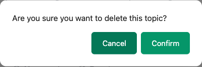 Themed danger confirmation modal reading "Delete this post?" with a red Delete button and a Cancel button