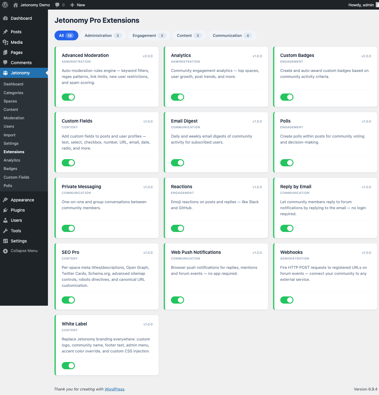 13 Pro extensions with toggle switches
