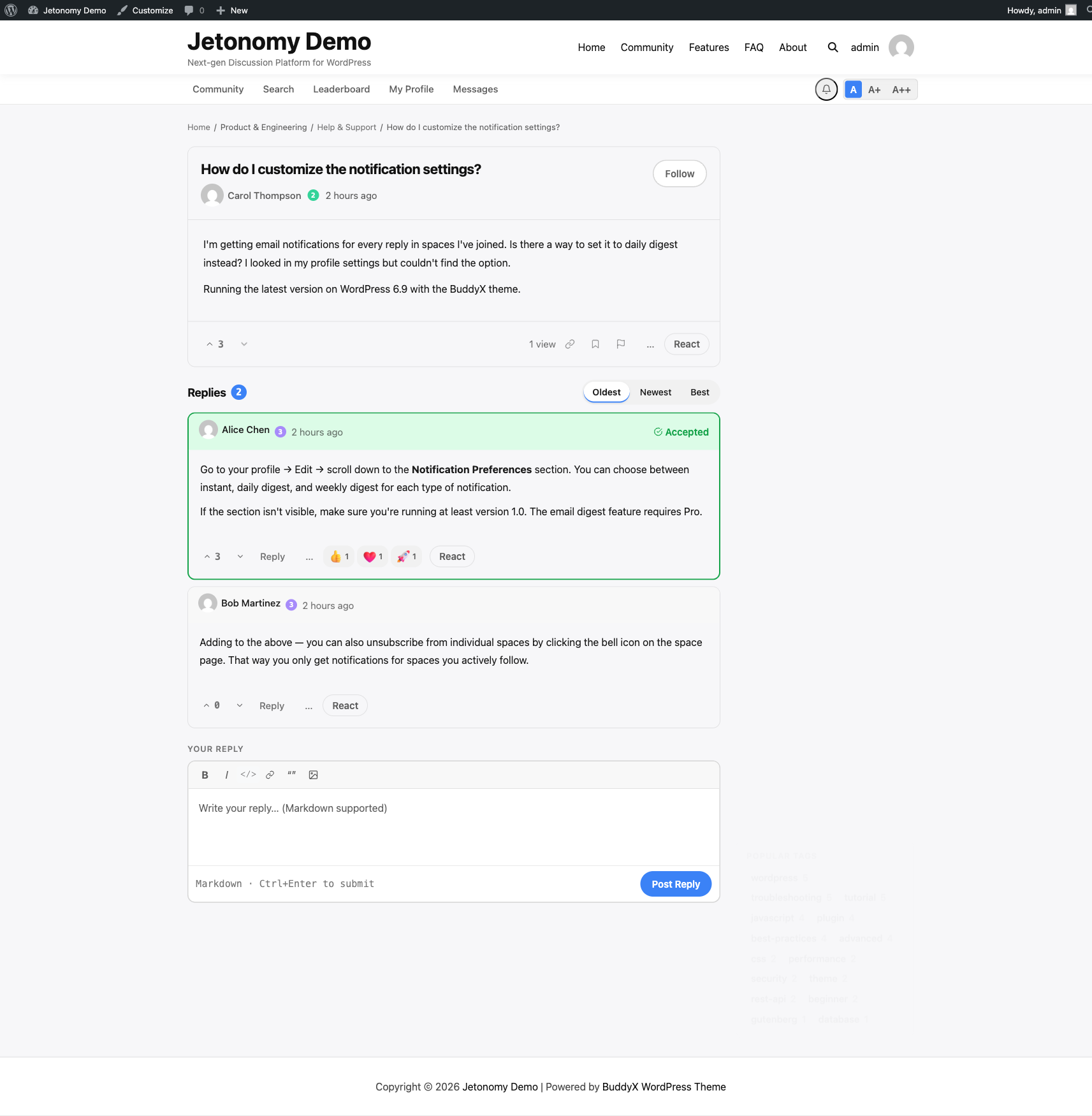 Post with emoji reactions from Pro