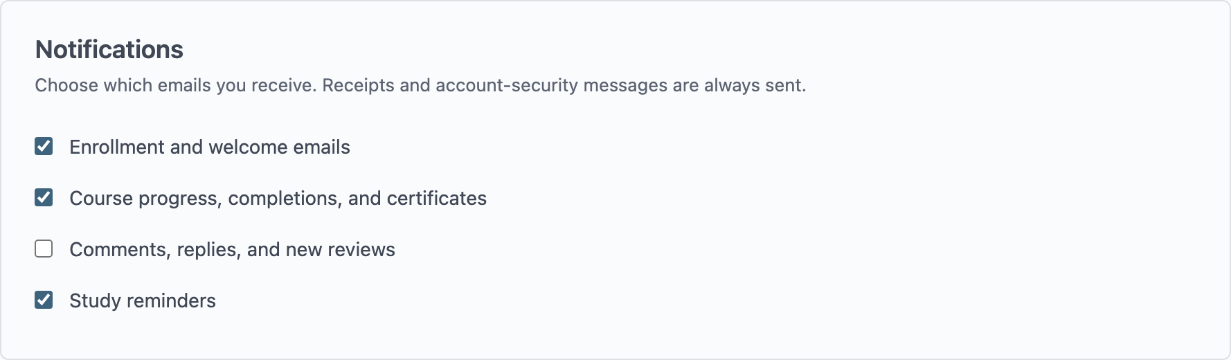 Notification preferences
