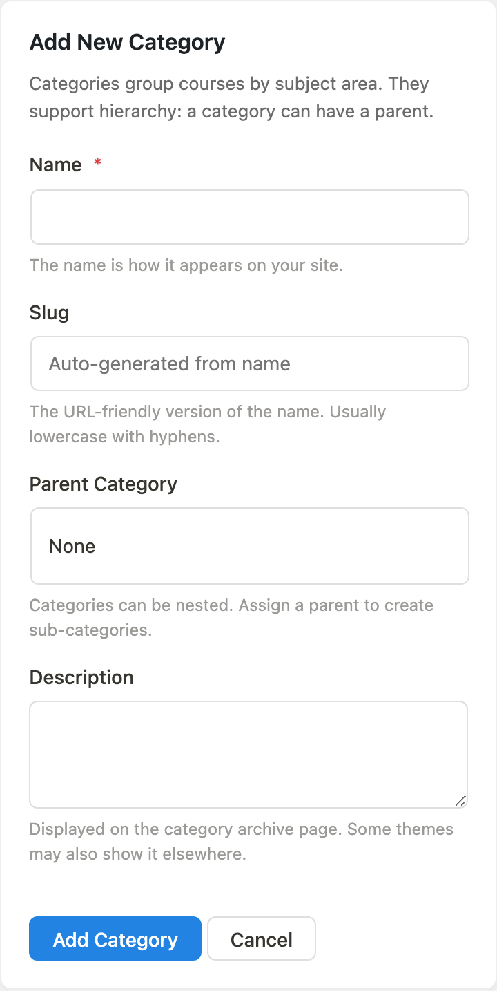 Add category form