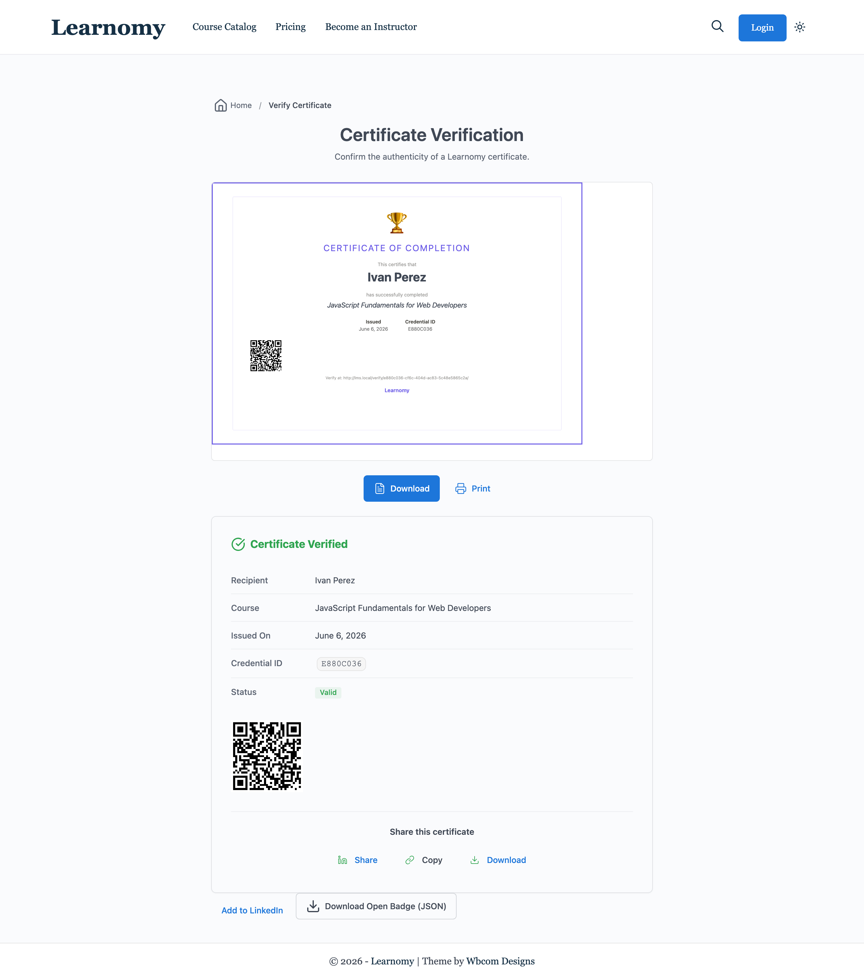 Valid certificate verification result