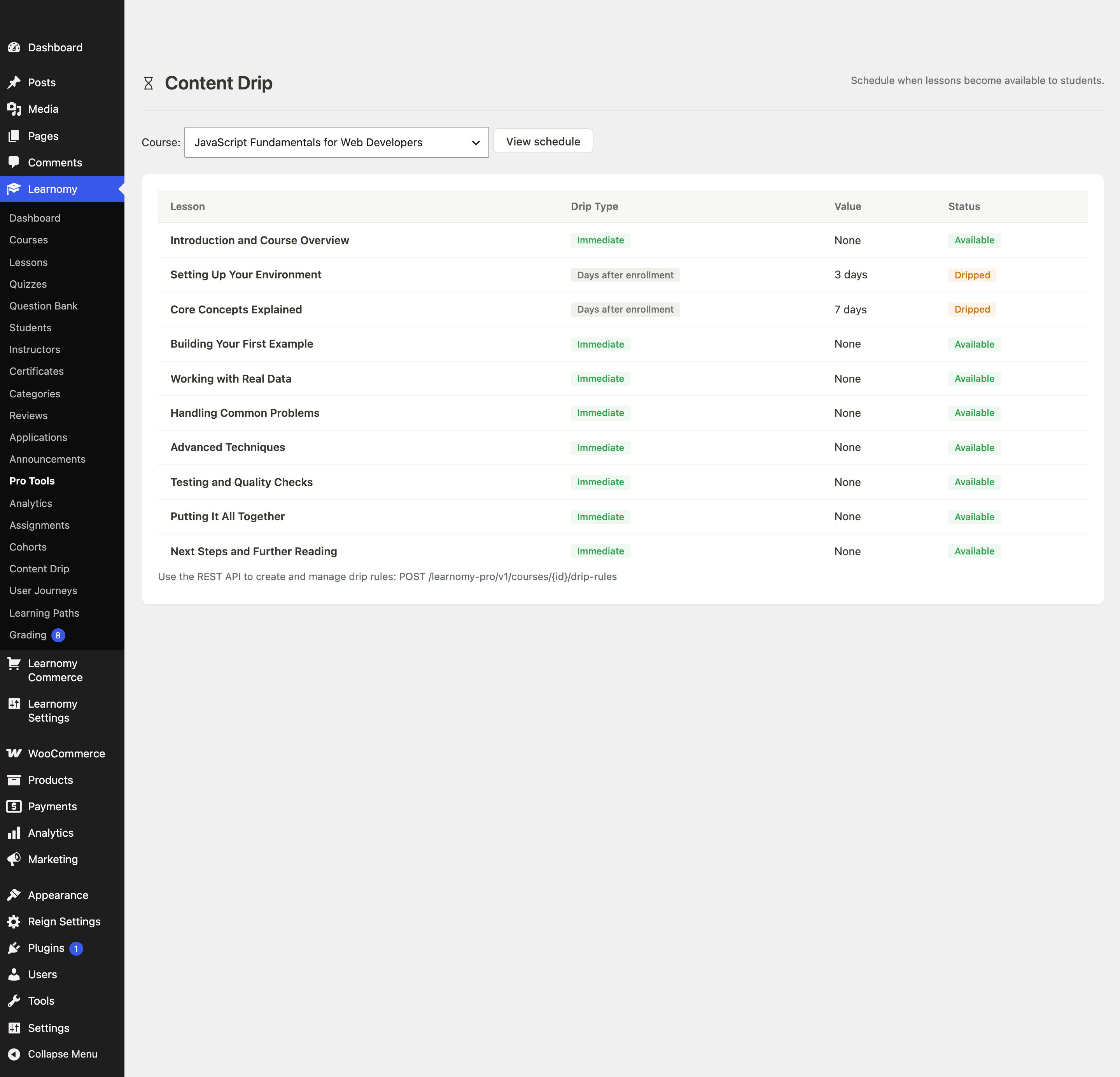 Content Drip page