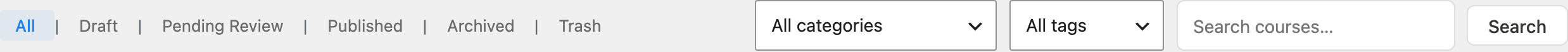Courses list filters