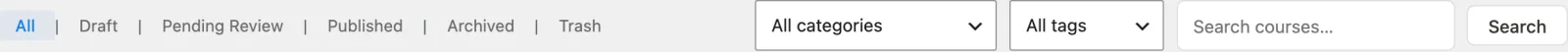 Courses list filters
