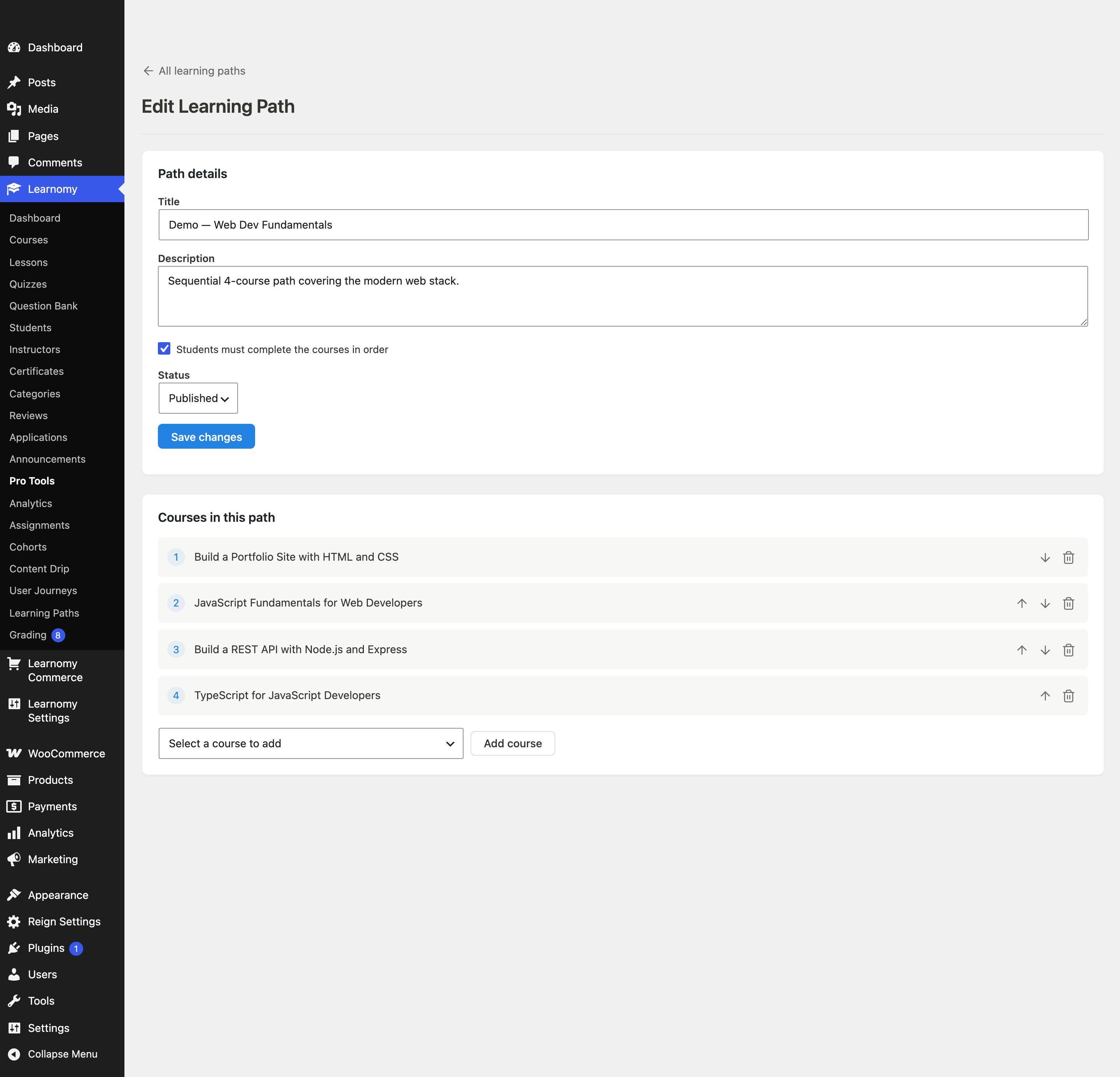Learning path detail