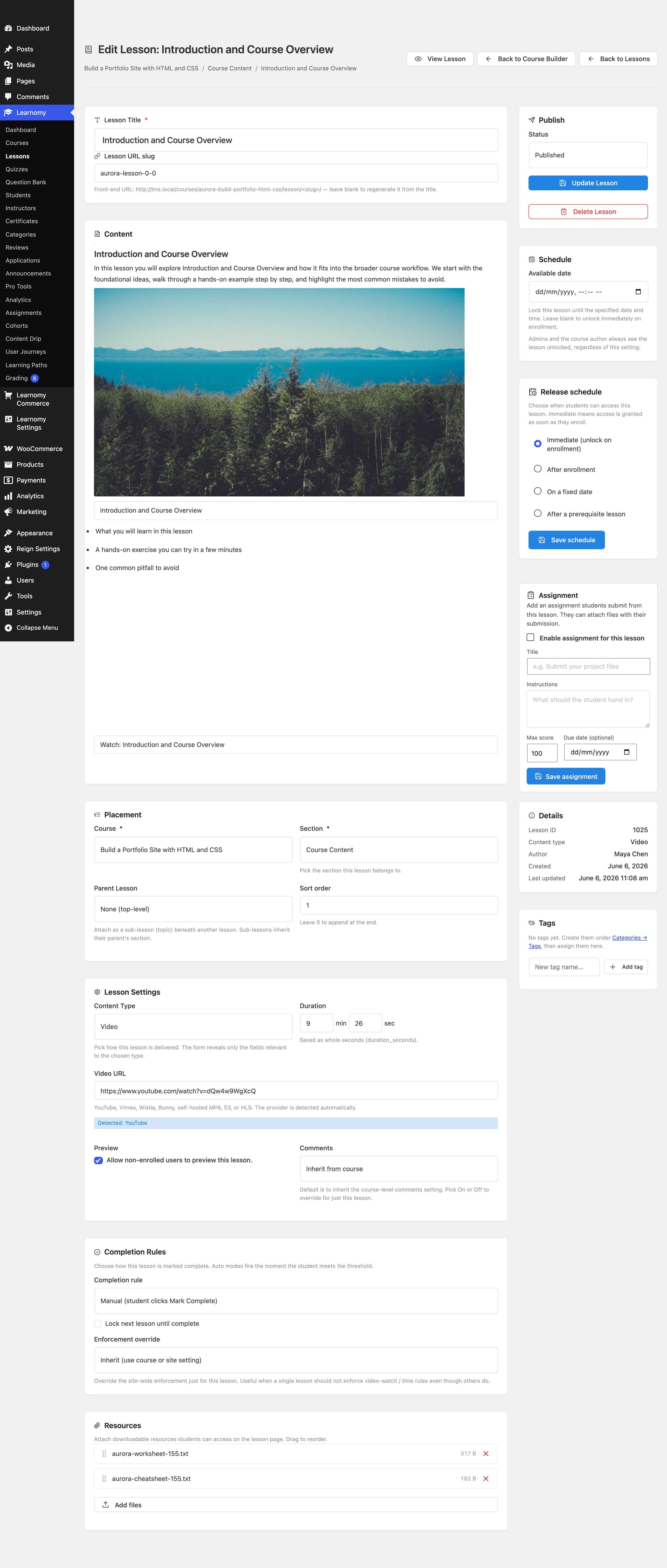 Lesson editor