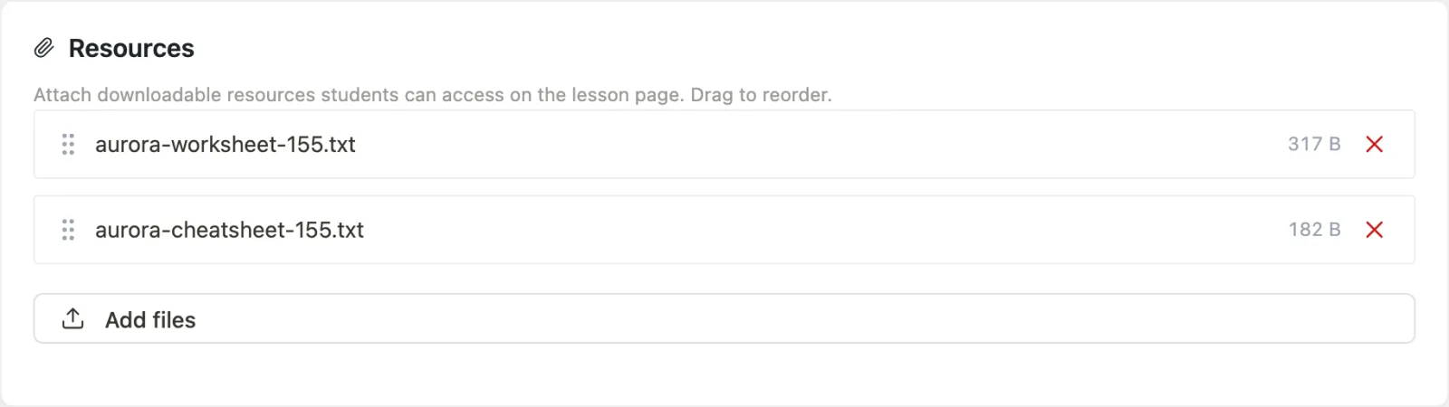 Lesson attachments