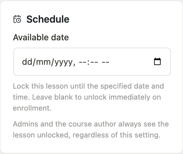 Lesson settings