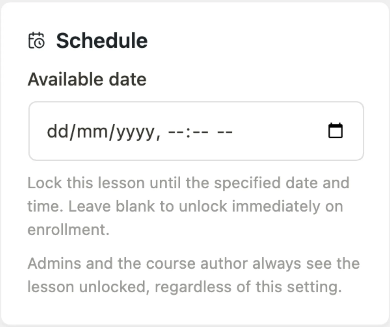 Lesson settings