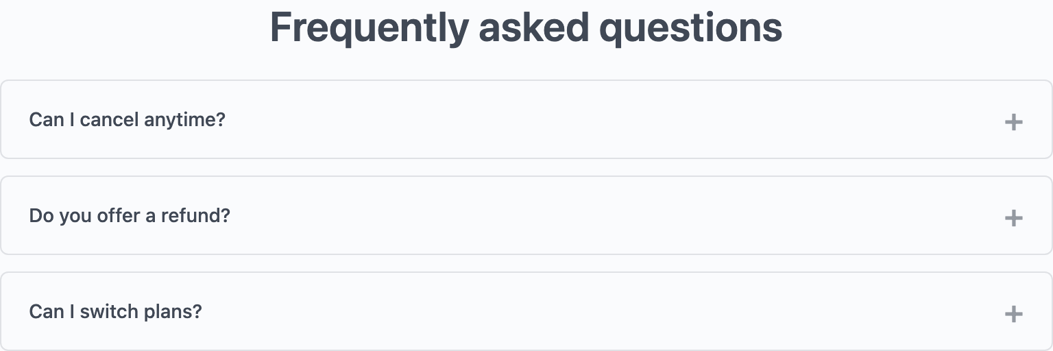 FAQ section