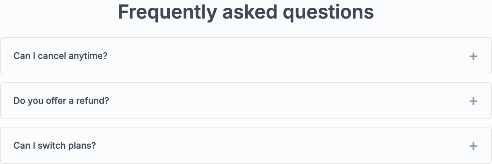 FAQ section