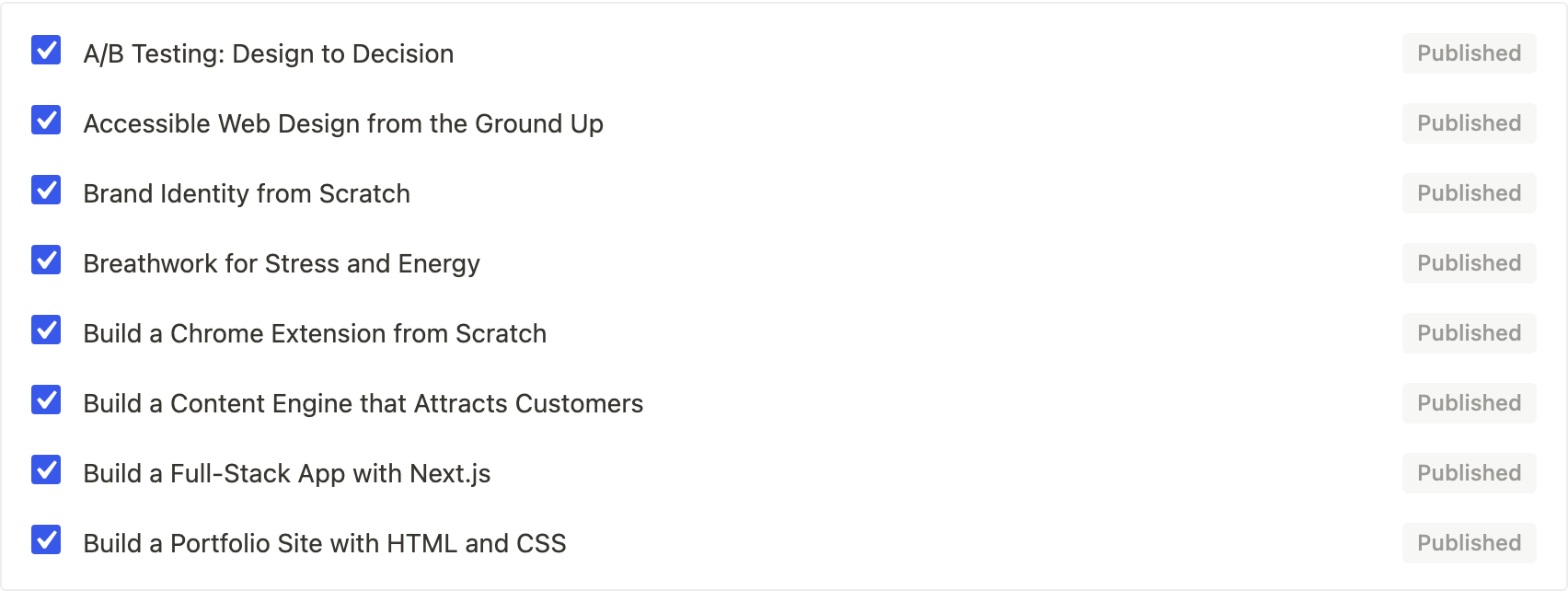 Included courses picker