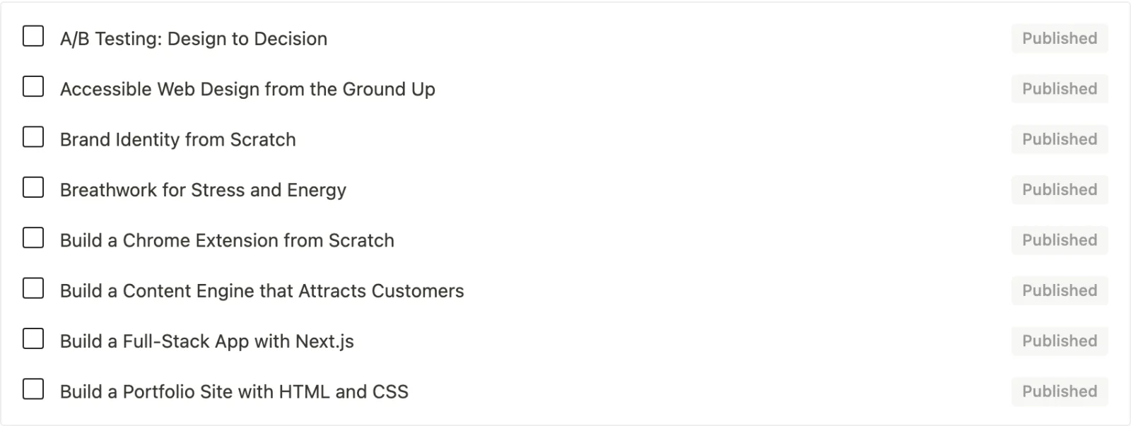Included courses picker