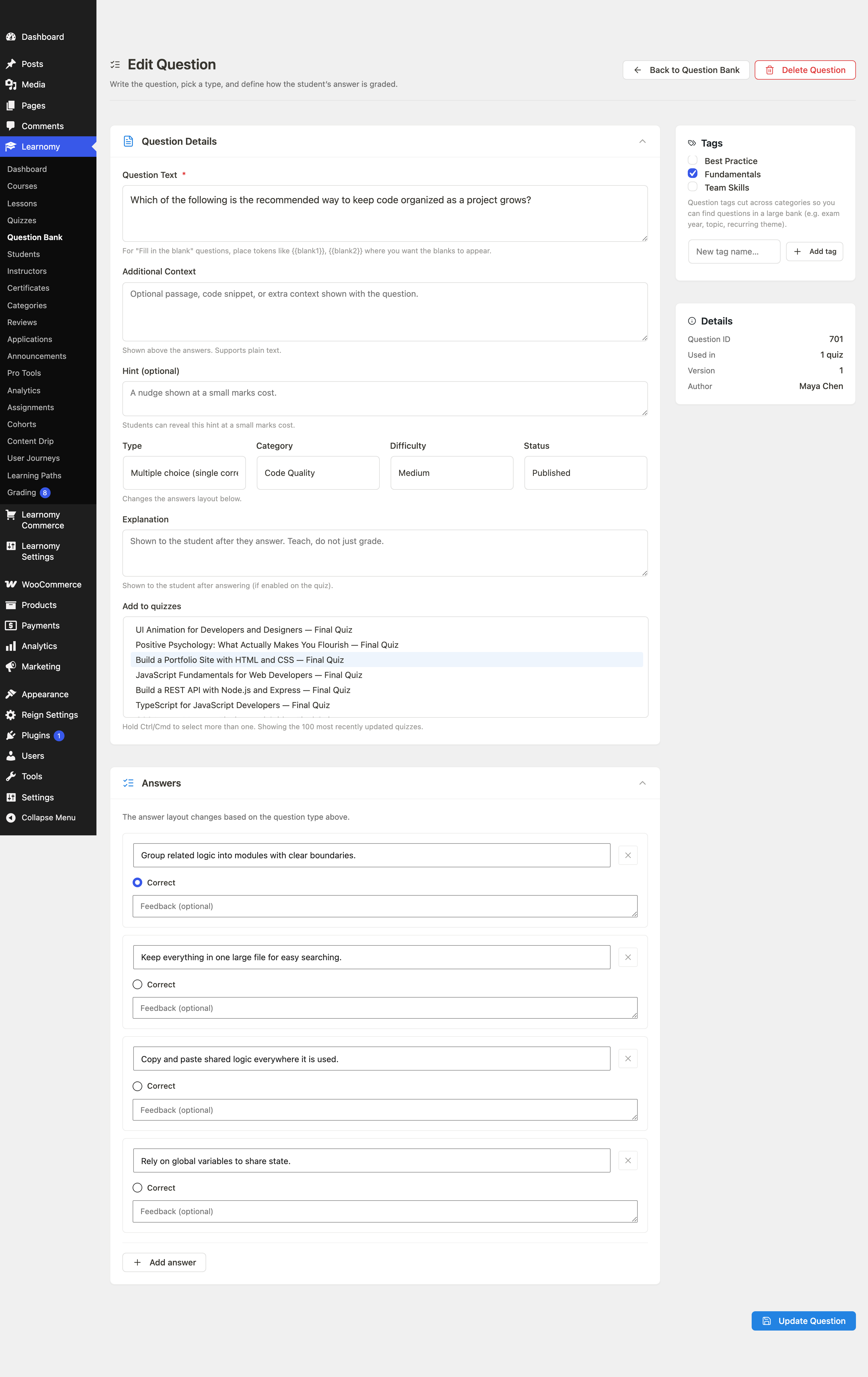 Question editor