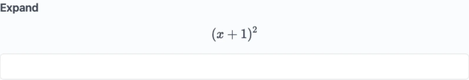 A math-expression question in the quiz with a rendered formula and an answer field