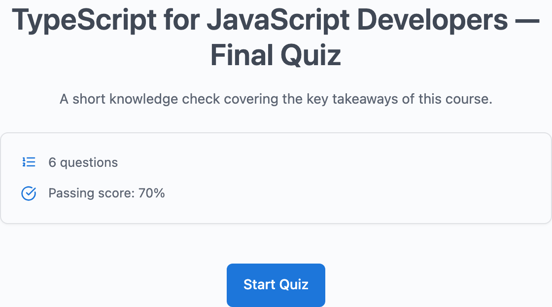 Quiz player start screen