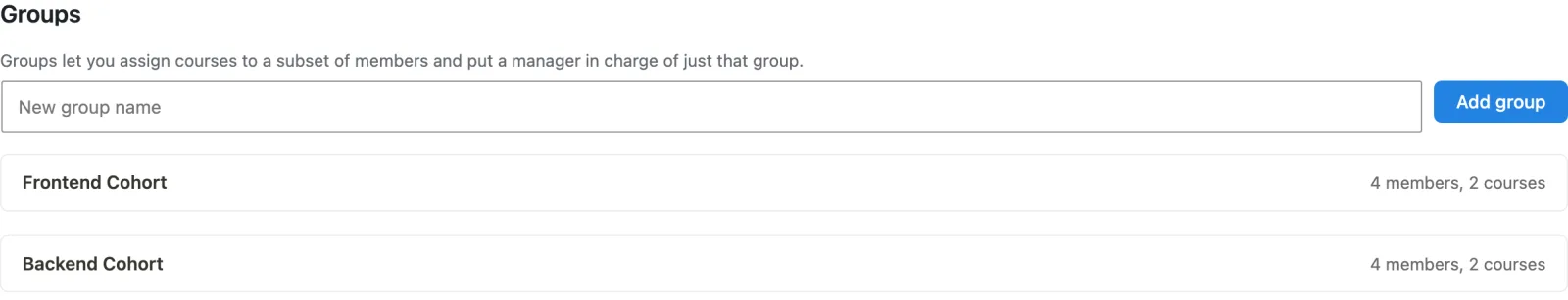Groups panel
