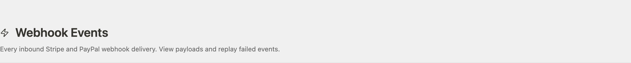 Webhook Events header